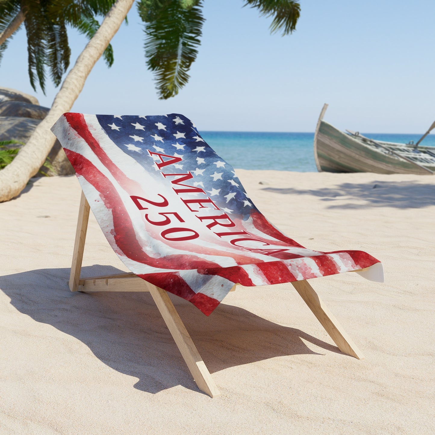 America 250 Beach Towel - Patriotic Red White Blue Summer Towel