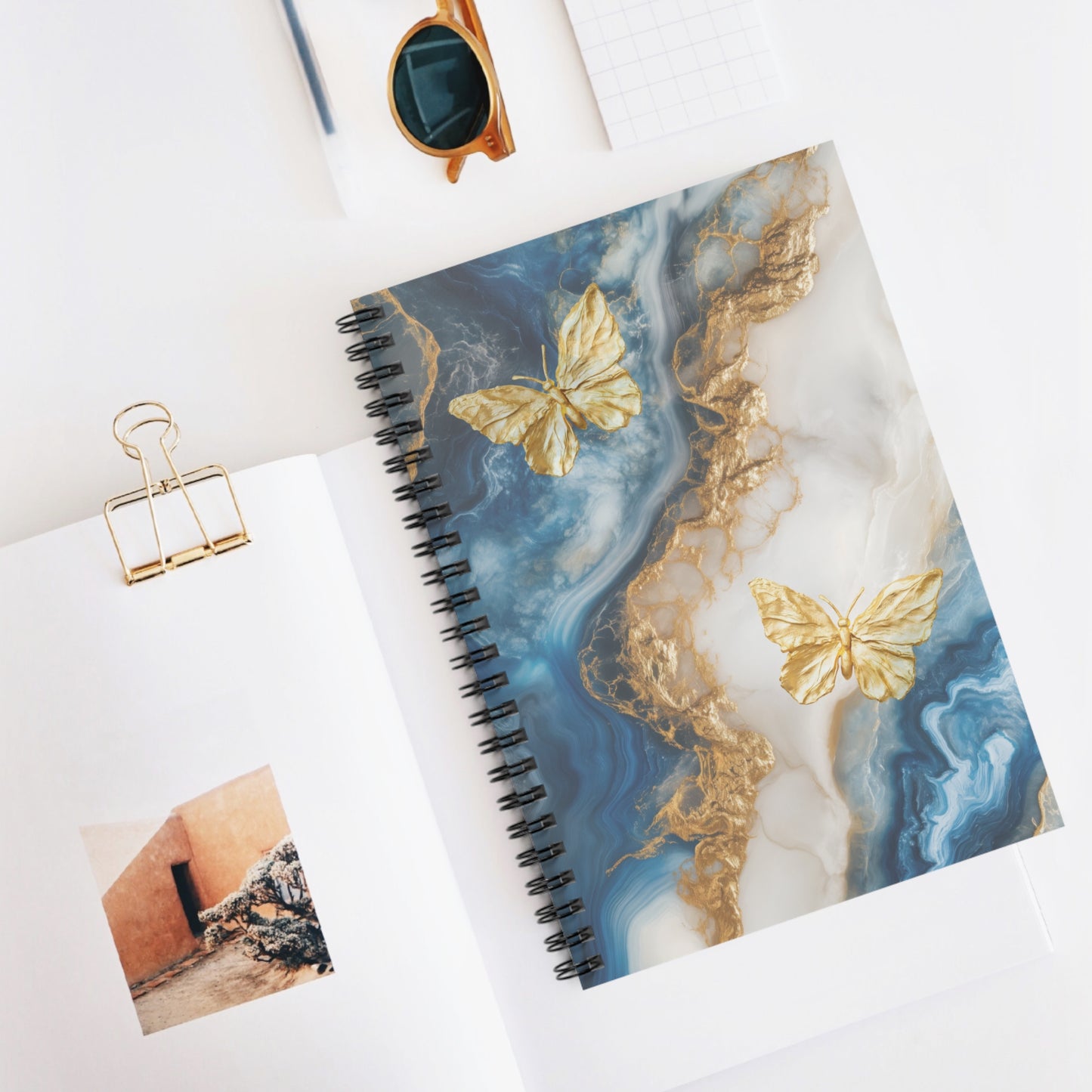 Butterfly Marble Spiral Notebook - Elegant Ruled Lines for Inspiration