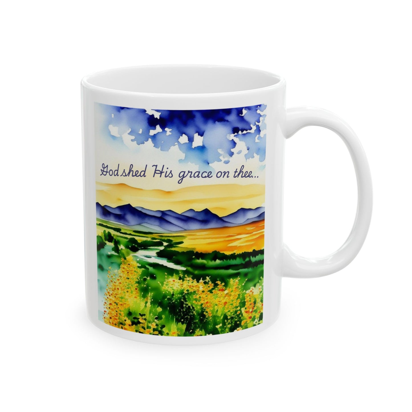 America the Beautiful Ceramic Mug - Inspirational Gift, Land That I Love Drinkware, Coffee Mug, Cute Tea Mug, Scenic Mug