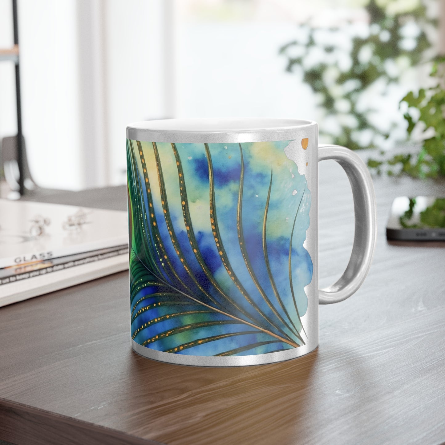 Peacock Feather Metallic Mug Collection