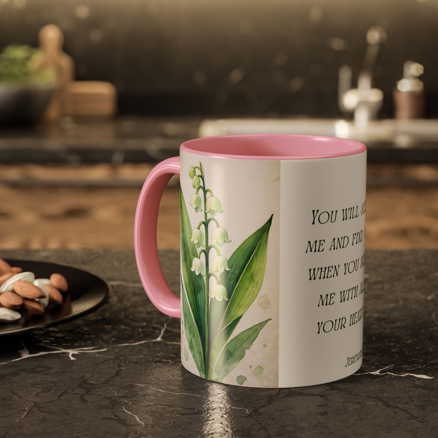 Inspirational Floral Mug - 11oz - "You Will Seek Me" Design