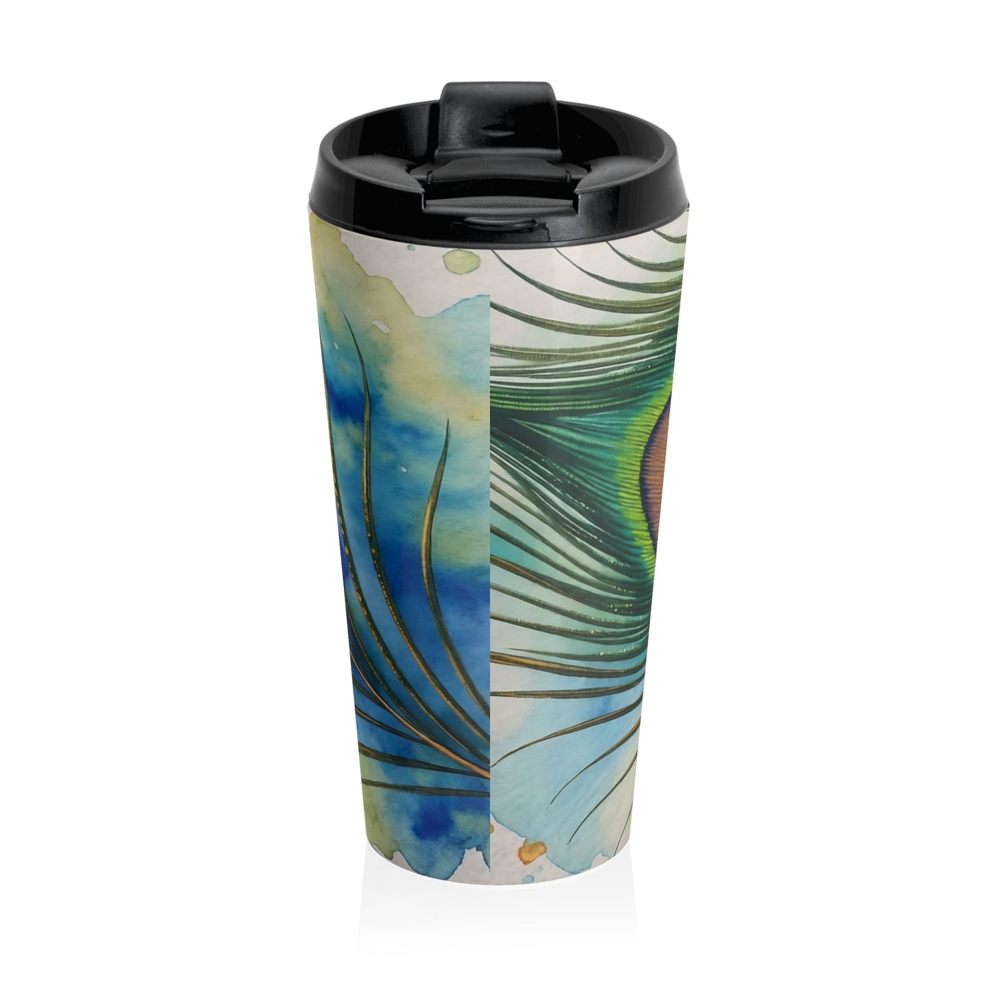 Vibrant Peacock Design Stainless Steel Travel Mug - Stylish Coffee & Tea Tumbler