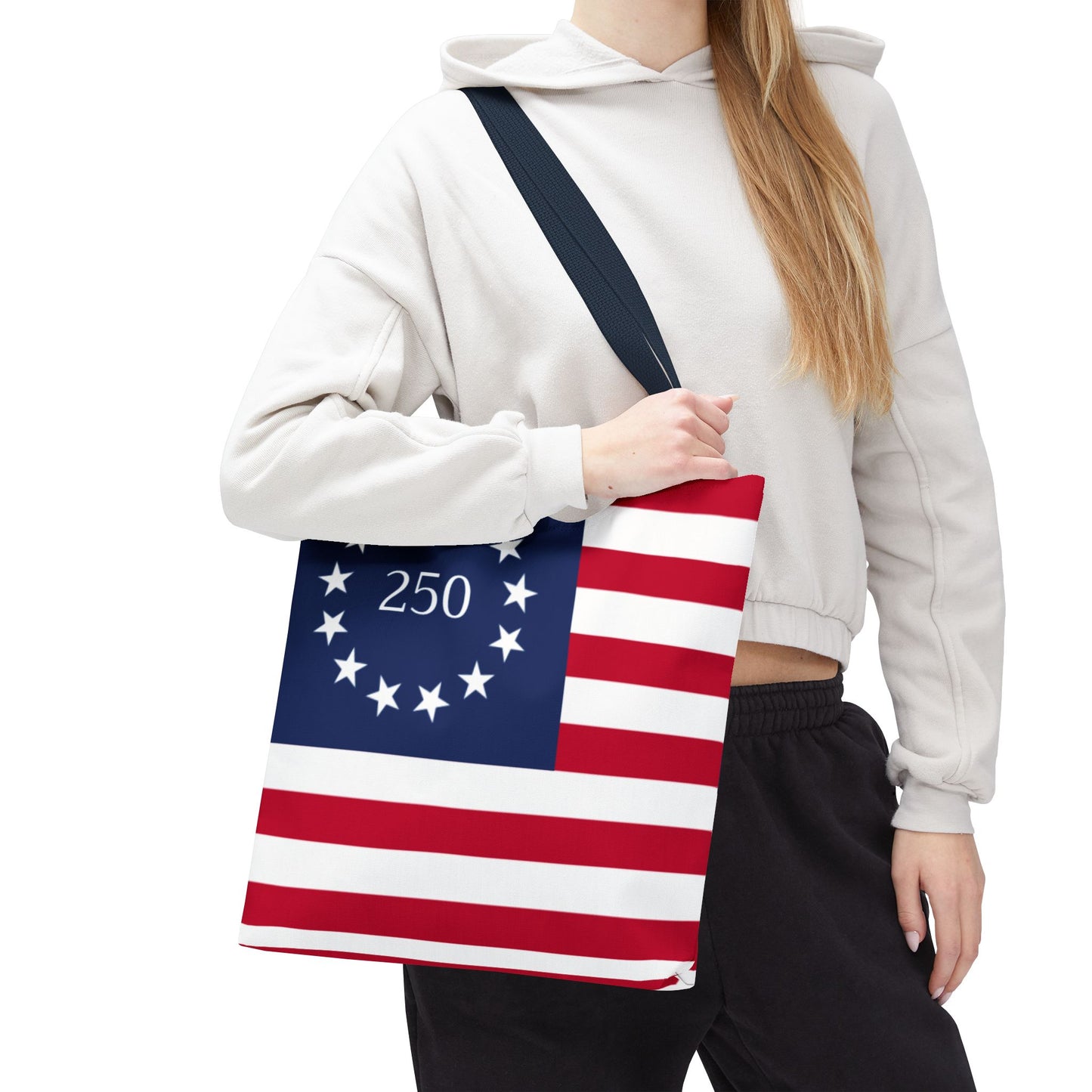 250th Anniversary Betsy Ross Tote Bag | 1776 American Flag Design | USA 250 Patriotic Gift