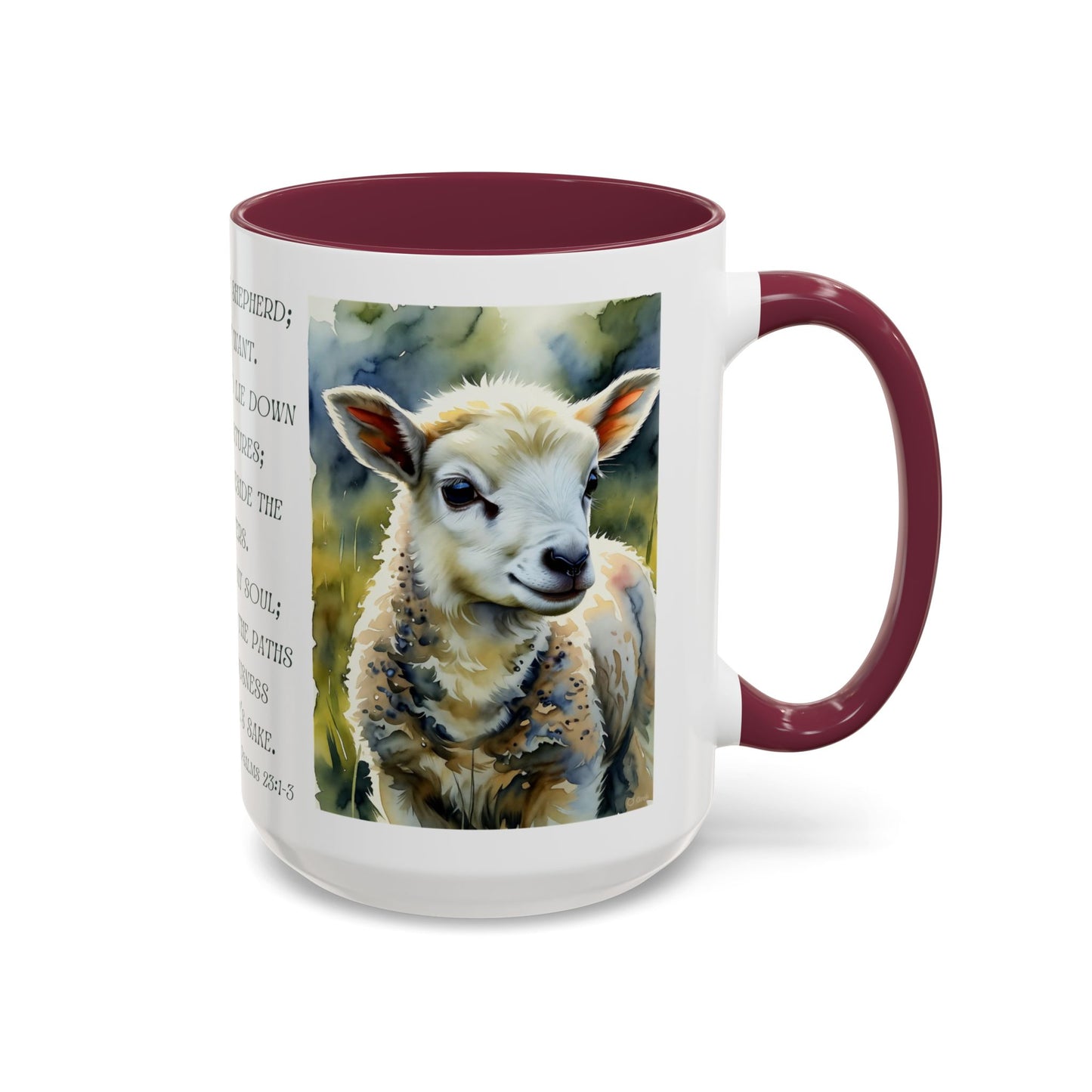 Inspirational Lord Is My Shepherd Mug - Cozy 15oz Coffee Cups with Psalm 23 Design