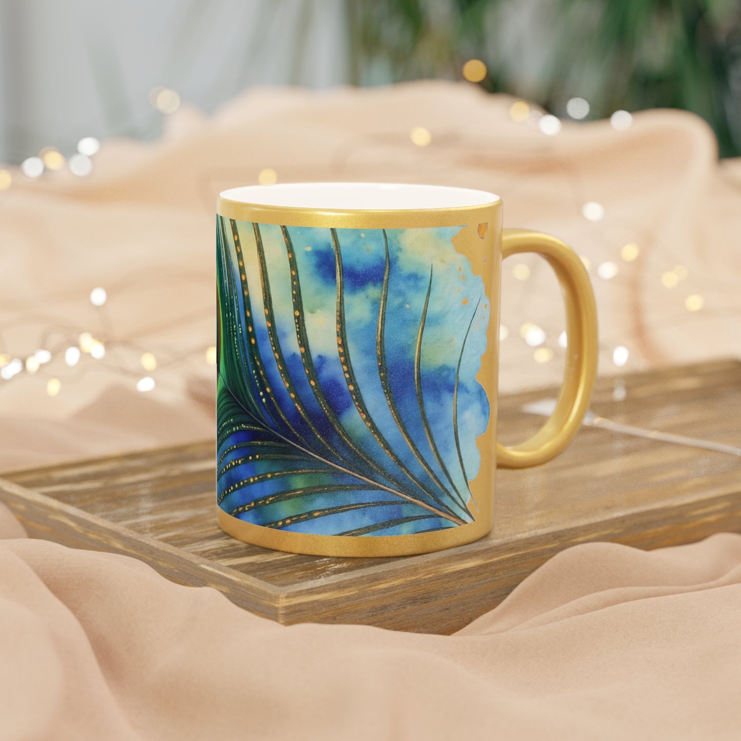 Peacock Feather Metallic Mug Collection