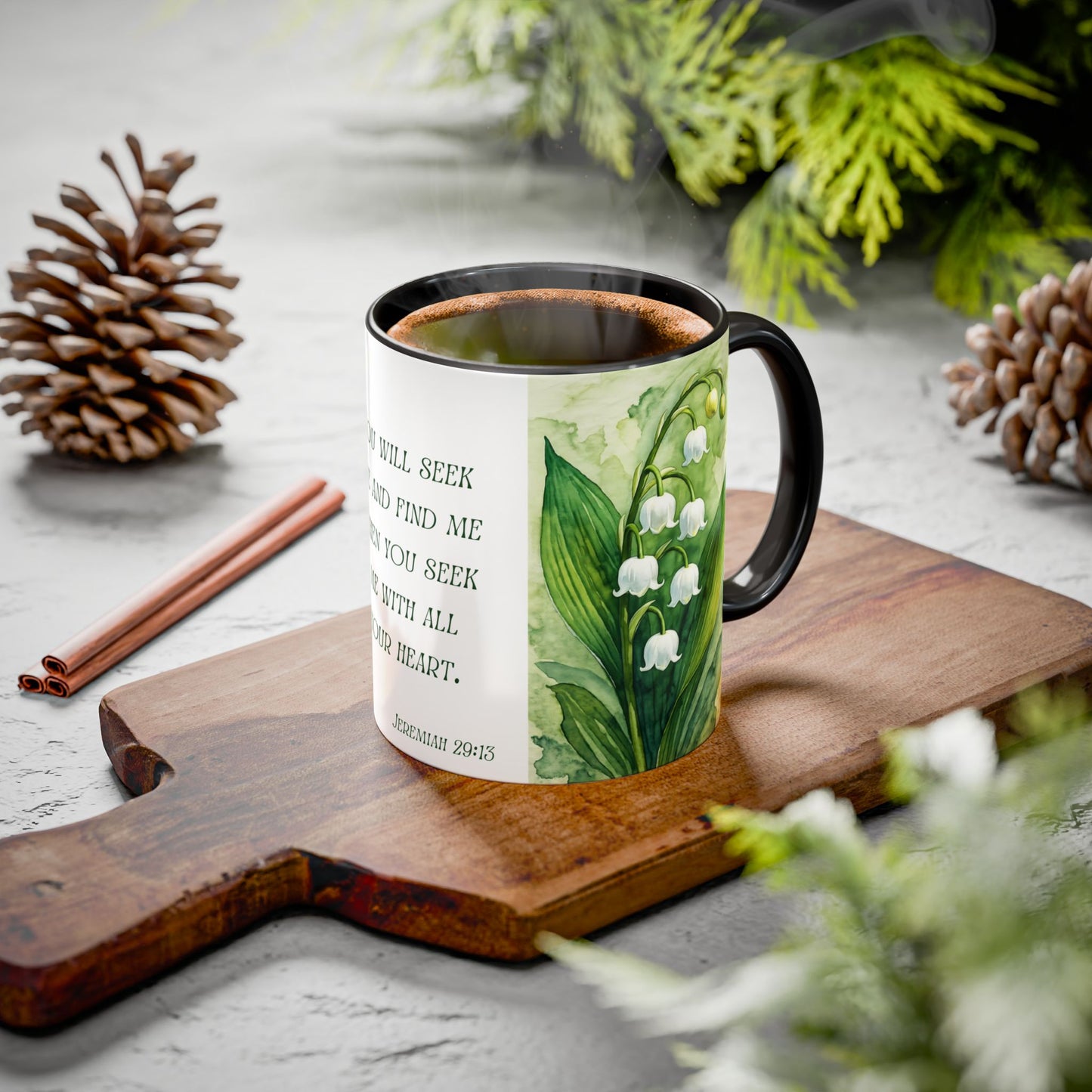 Inspirational Floral Mug - 11oz - "You Will Seek Me" Design