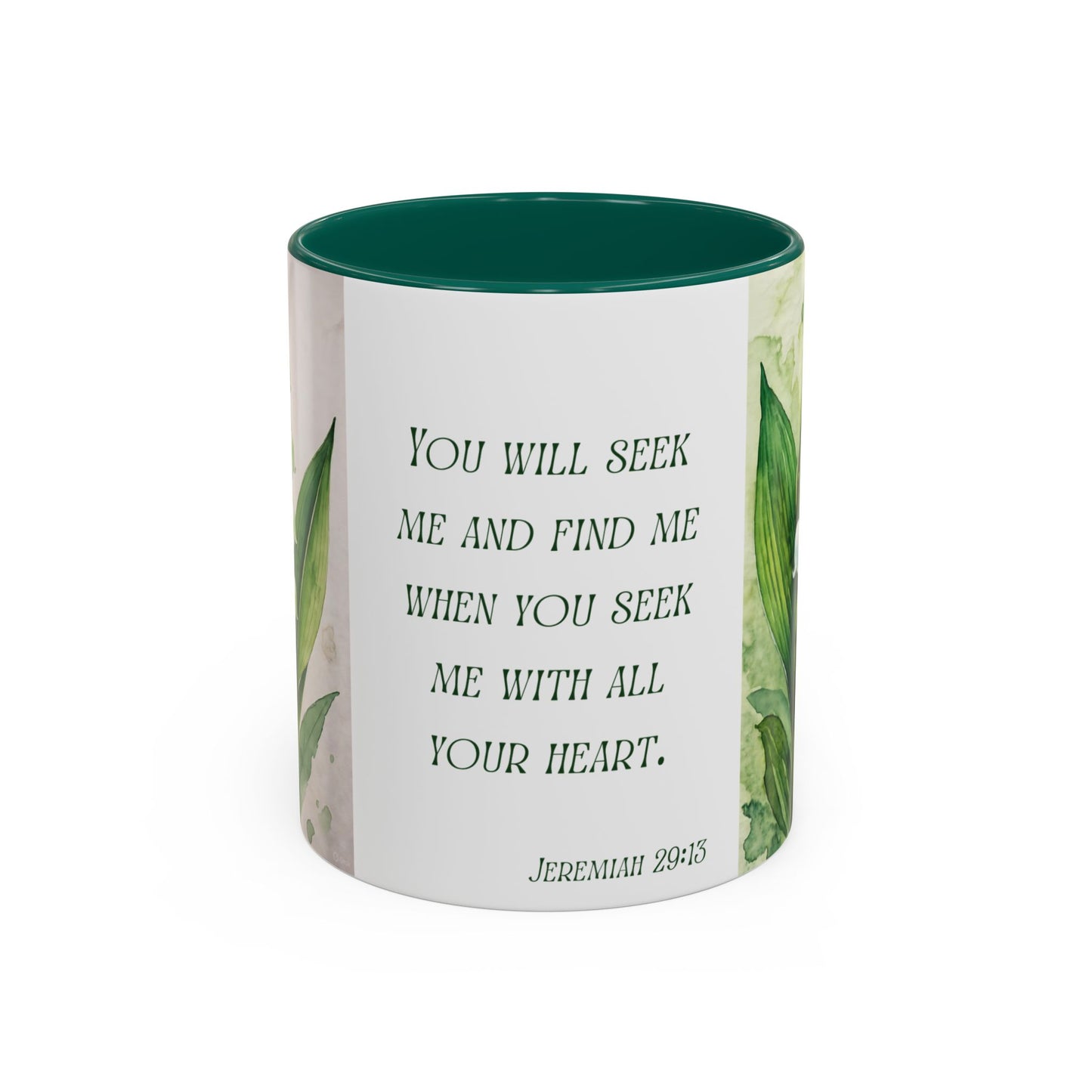 Inspirational Floral Mug - 11oz - "You Will Seek Me" Design
