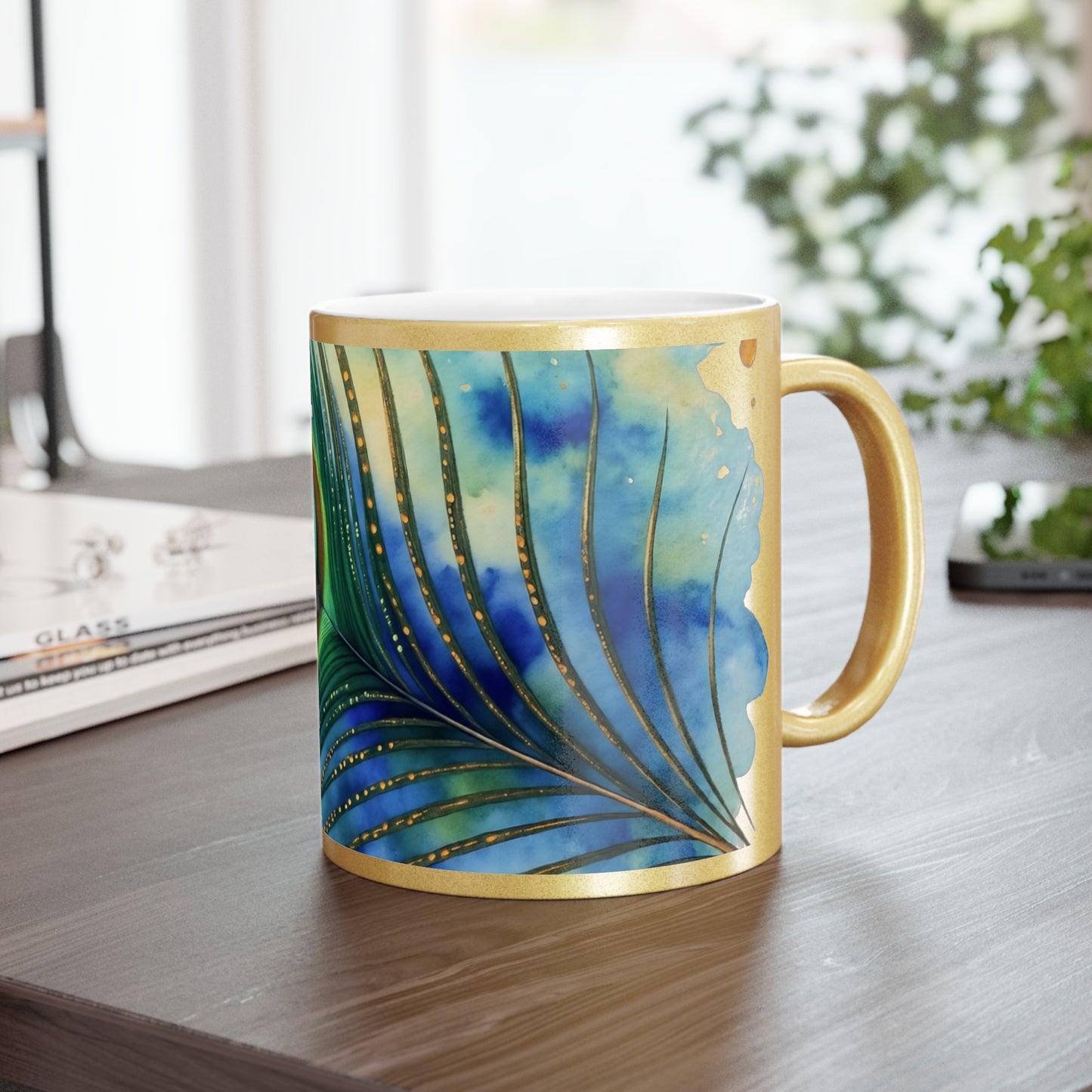 Peacock Feather Metallic Mug Collection