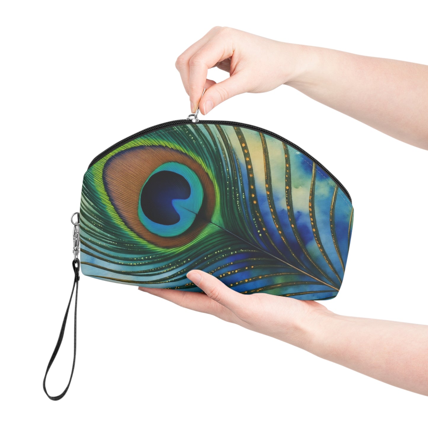 Peacock Feather Makeup Bag - Vibrant Cosmetic Pouch for Beauty Lovers
