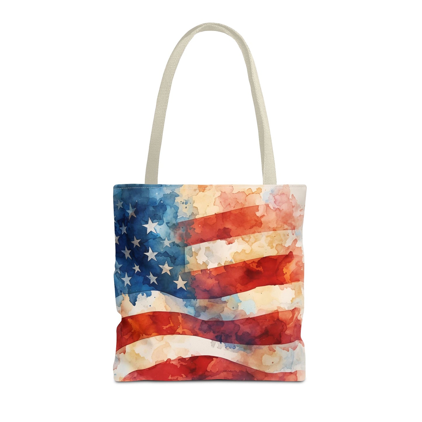 American Flag Tote Bag - Patriotic Watercolor Design in  16 x 16