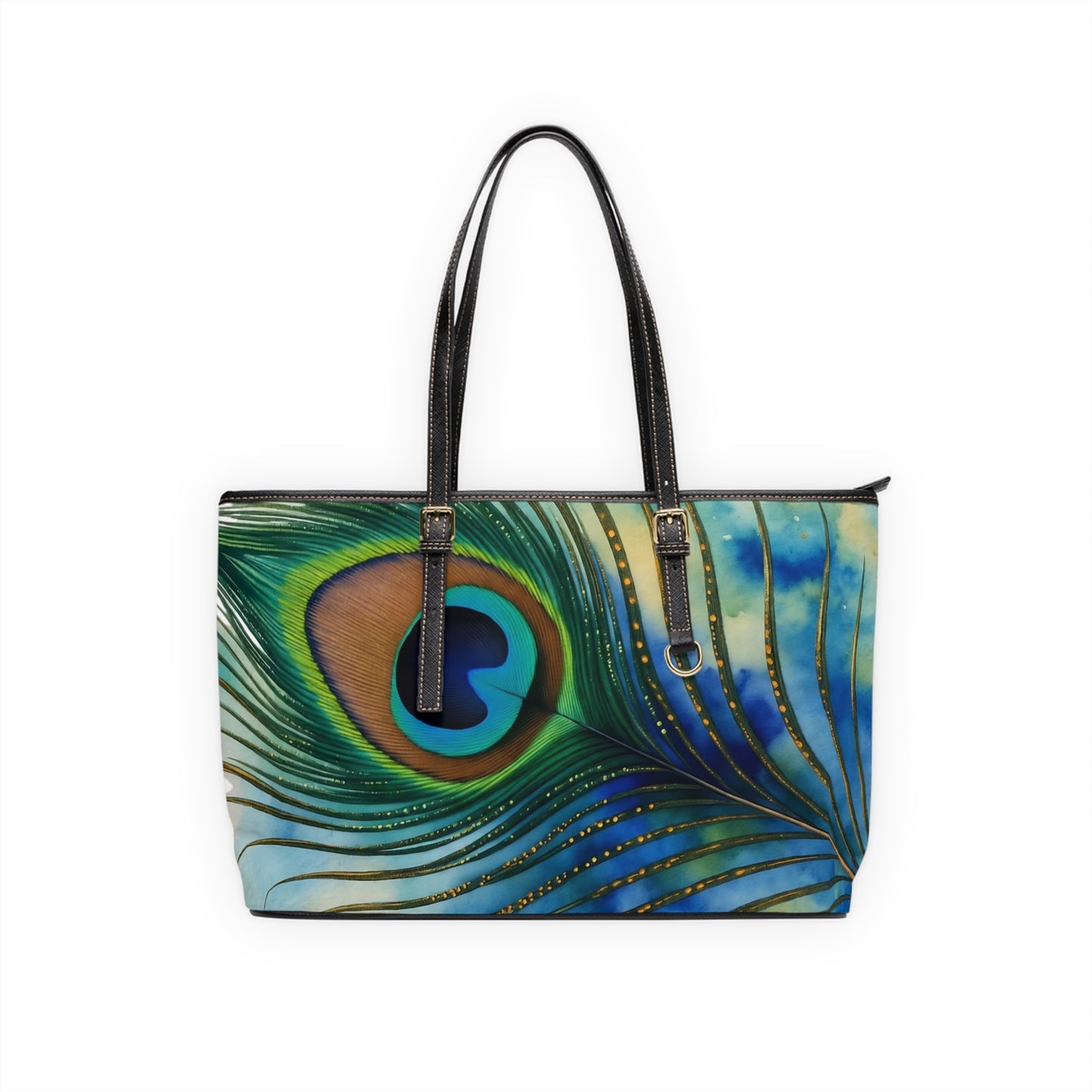 Peacock Feather PU Leather Shoulder Bag - Stylish & Vibrant Tote for Everyday Use