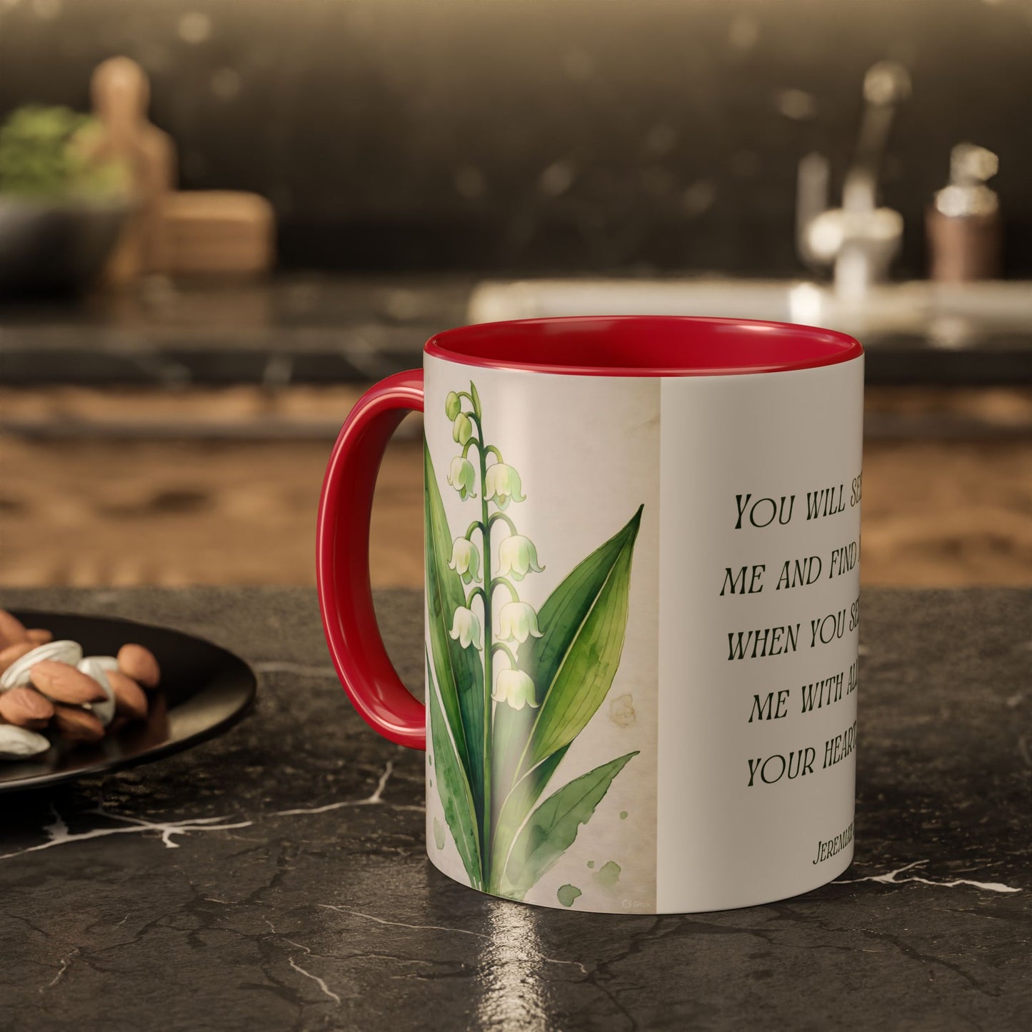 Inspirational Floral Mug - 11oz - "You Will Seek Me" Design