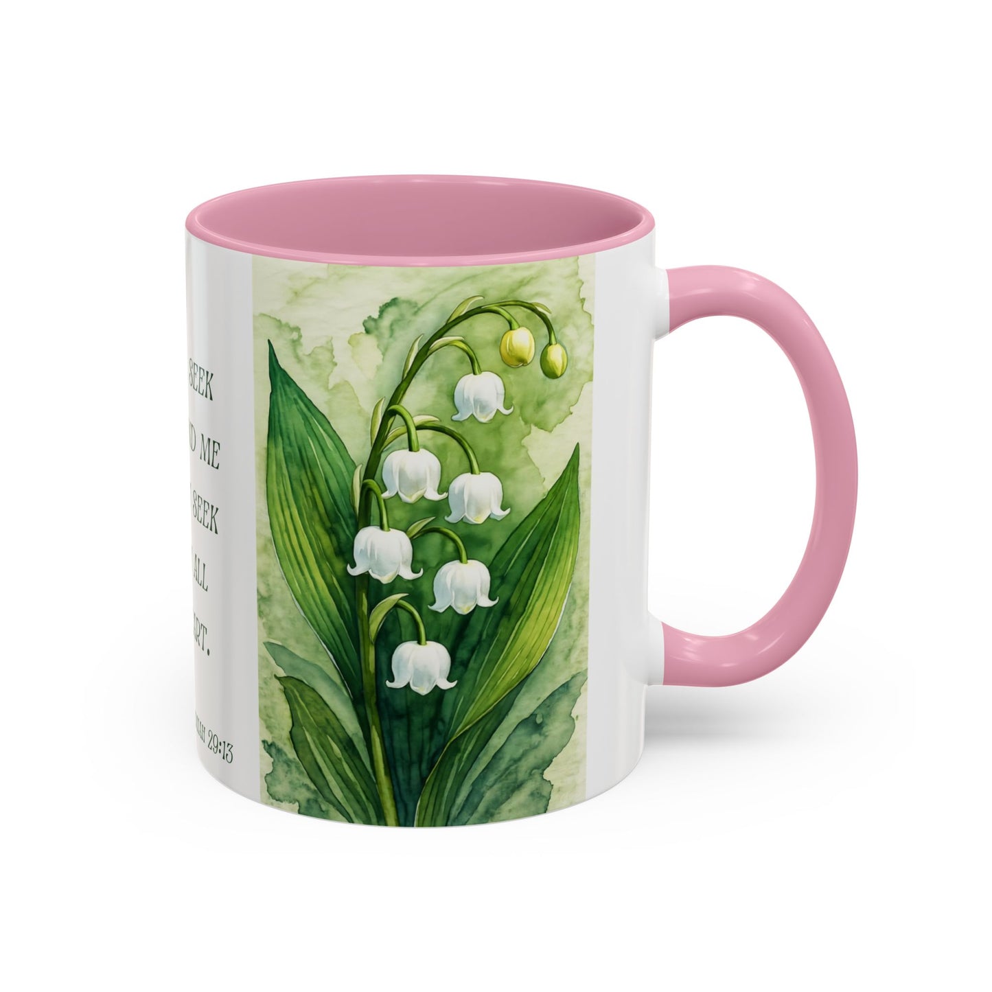 Inspirational Floral Mug - 11oz - "You Will Seek Me" Design