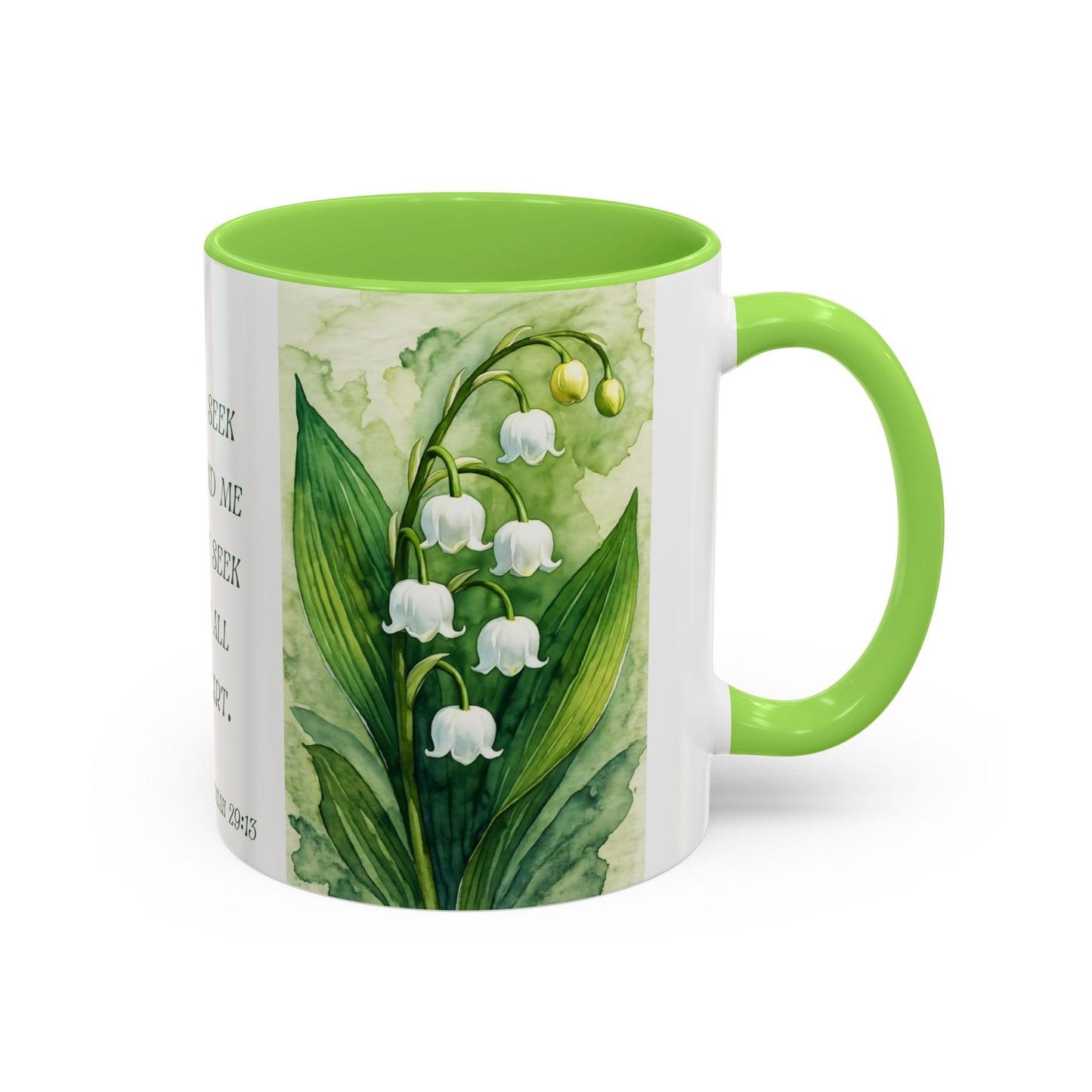 Inspirational Floral Mug - 11oz - "You Will Seek Me" Design