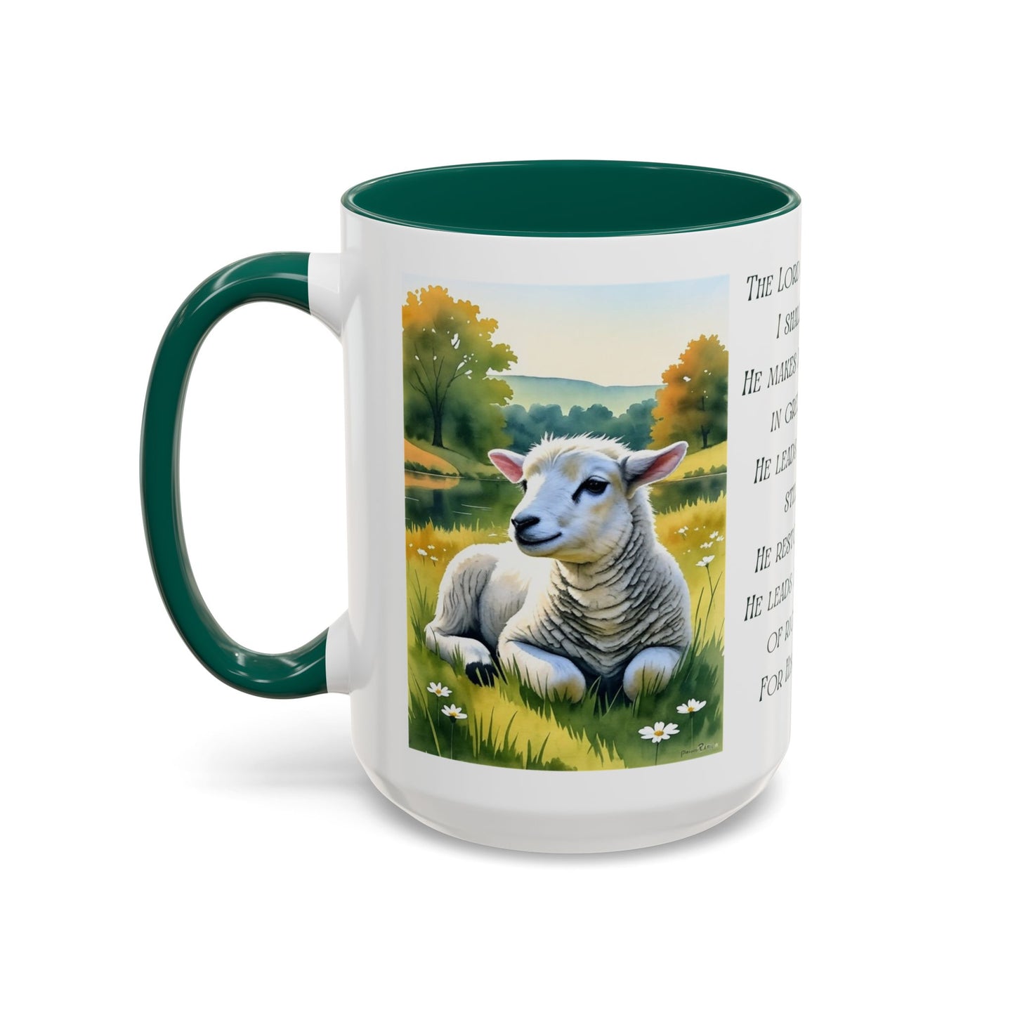 Inspirational Lord Is My Shepherd Mug - Cozy 15oz Coffee Cups with Psalm 23 Design