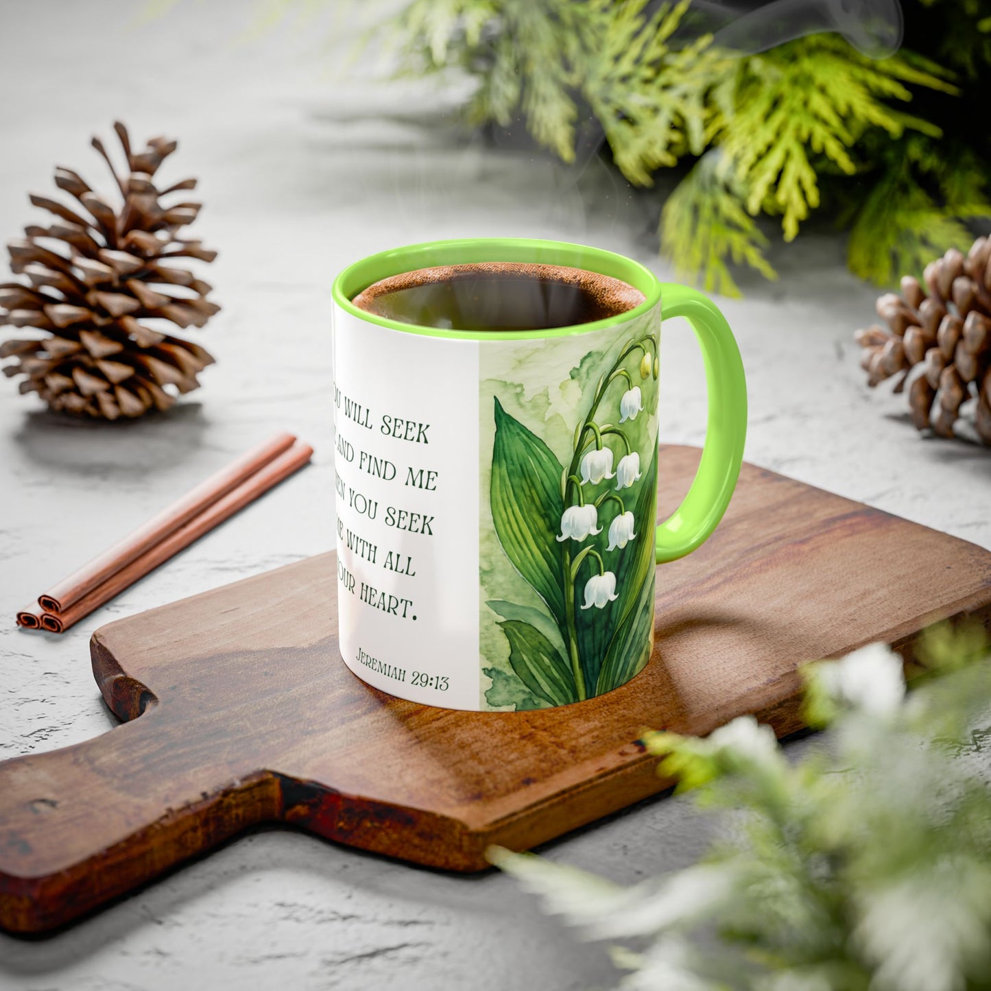 Inspirational Floral Mug - 11oz - "You Will Seek Me" Design