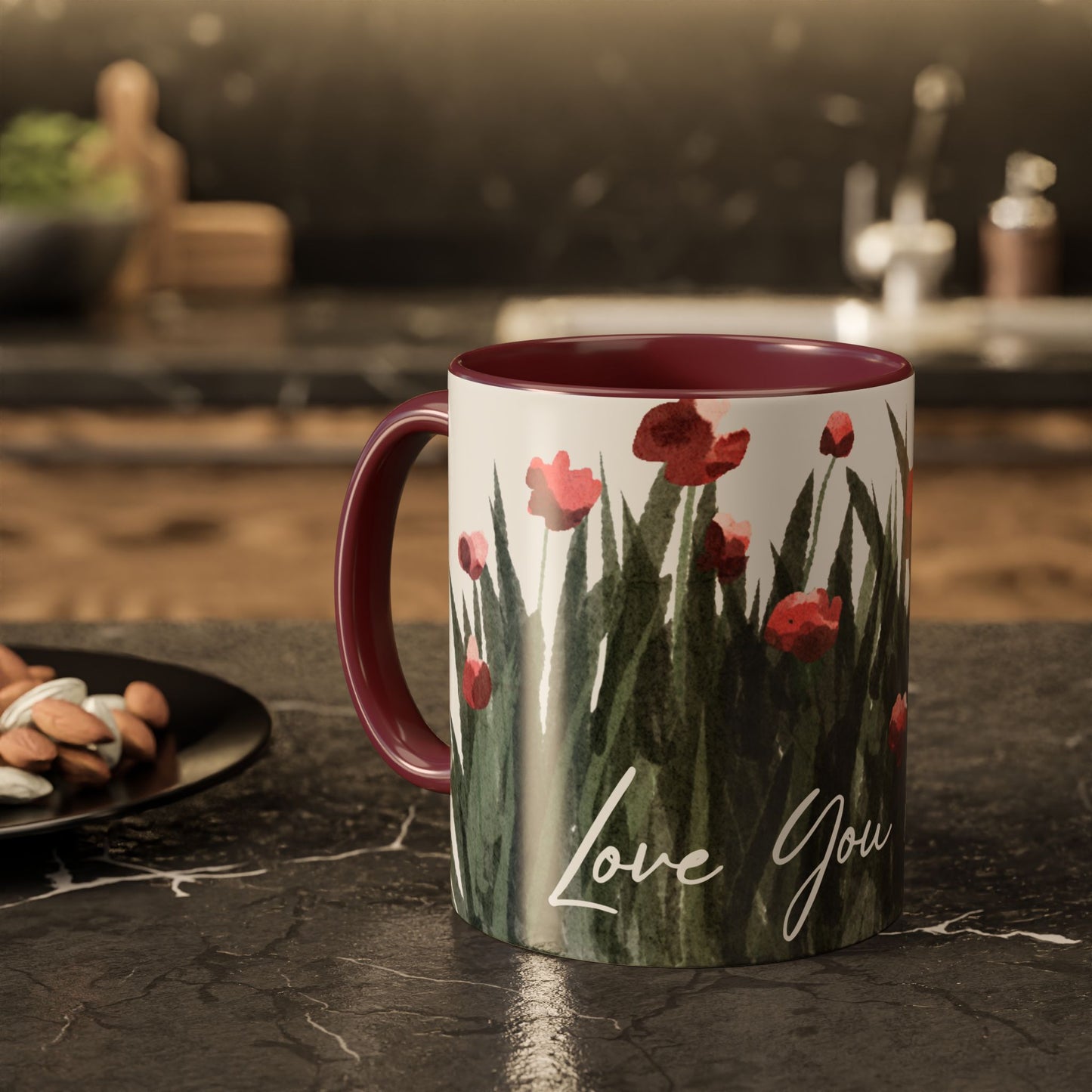 Floral "Love You Mom" Mugs (11oz, 15oz) - Gift of Love for Mom