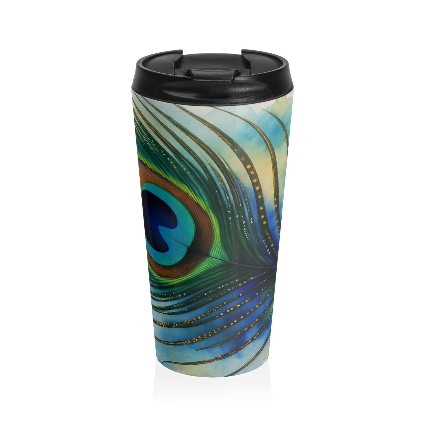 Vibrant Peacock Design Stainless Steel Travel Mug - Stylish Coffee & Tea Tumbler