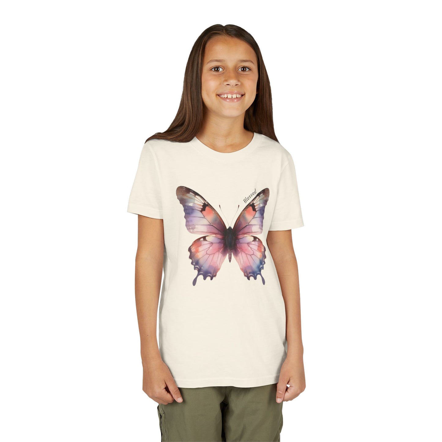 Butterfly Youth Tee — Pastel Watercolor Butterfly Kids T-Shirt