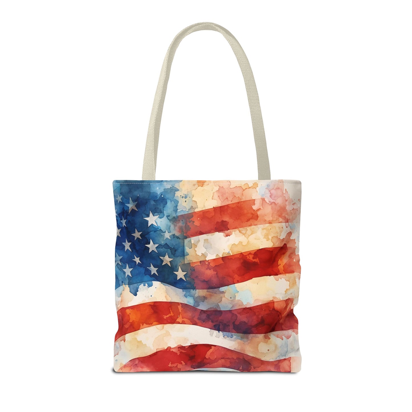 American Flag Tote Bag - Patriotic Watercolor Design in  16 x 16