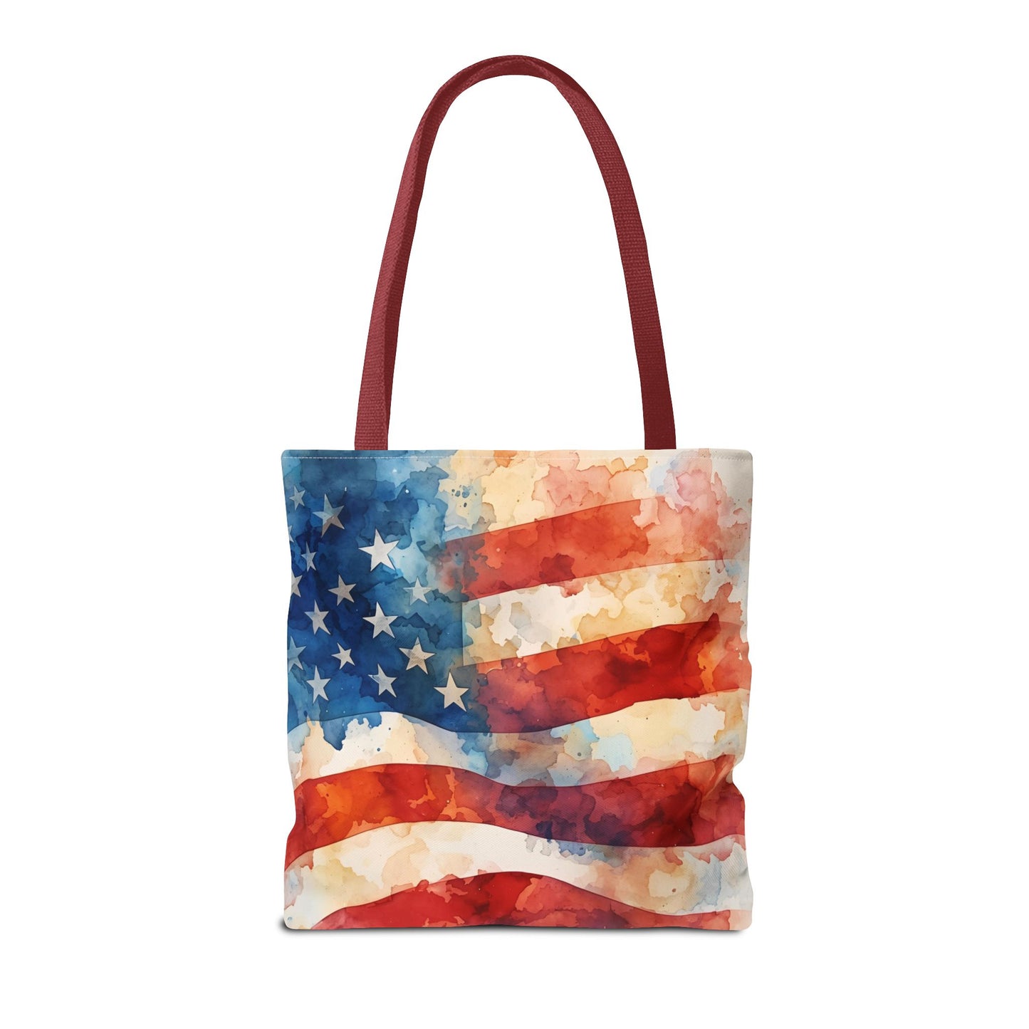 American Flag Tote Bag - Patriotic Watercolor Design in  16 x 16