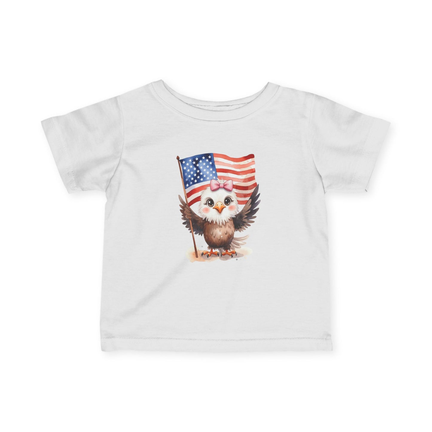 Infant Tee — "America 250" Patriotic Baby Girl Eagle Shirt (4th of July, Memorial Day)