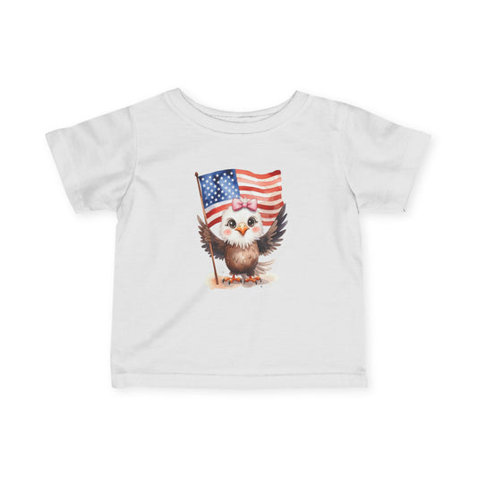 Infant Tee — "America 250" Patriotic Baby Girl Eagle Shirt (4th of July, Memorial Day)