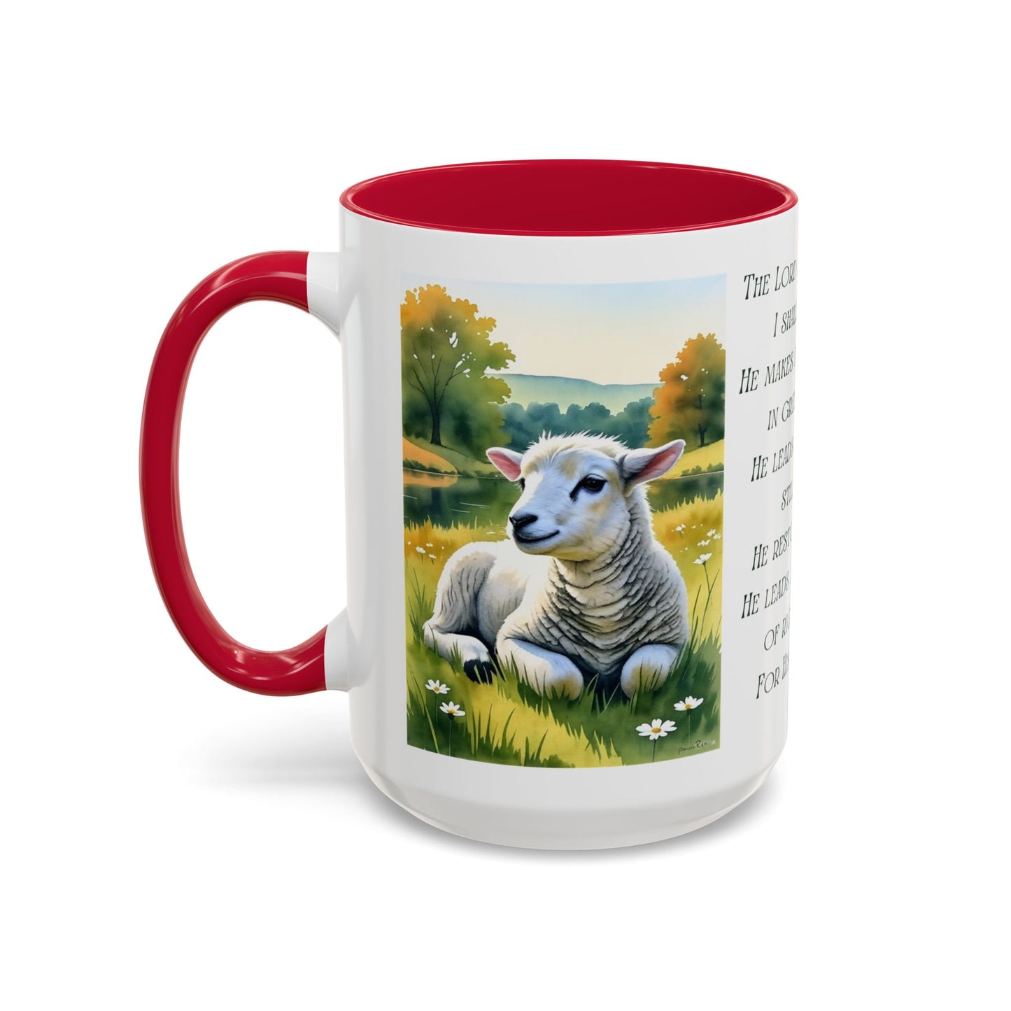 Inspirational Lord Is My Shepherd Mug - Cozy 15oz Coffee Cups with Psalm 23 Design