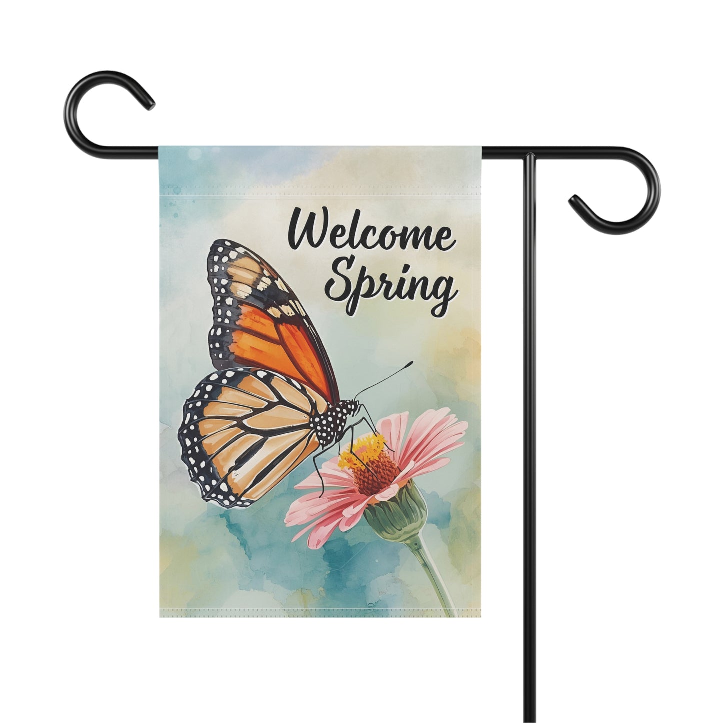 Welcome Spring Butterfly Garden Flag — Floral House Banner