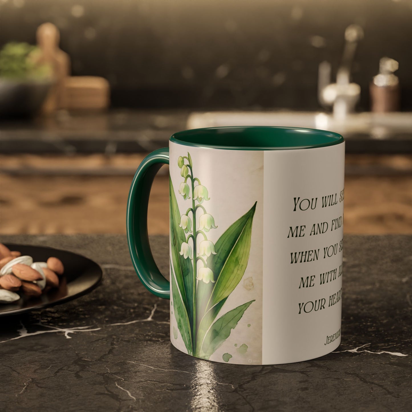 Inspirational Floral Mug - 11oz - "You Will Seek Me" Design