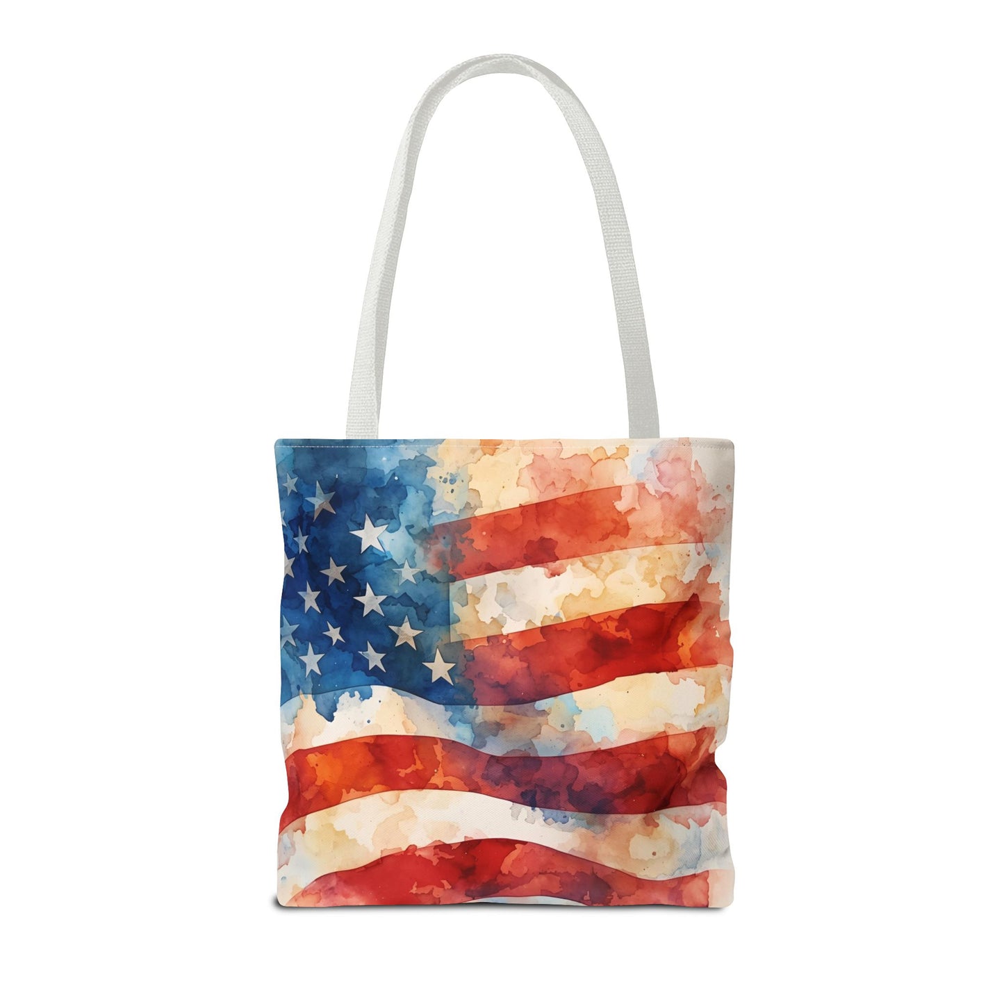 American Flag Tote Bag - Patriotic Watercolor Design in  16 x 16