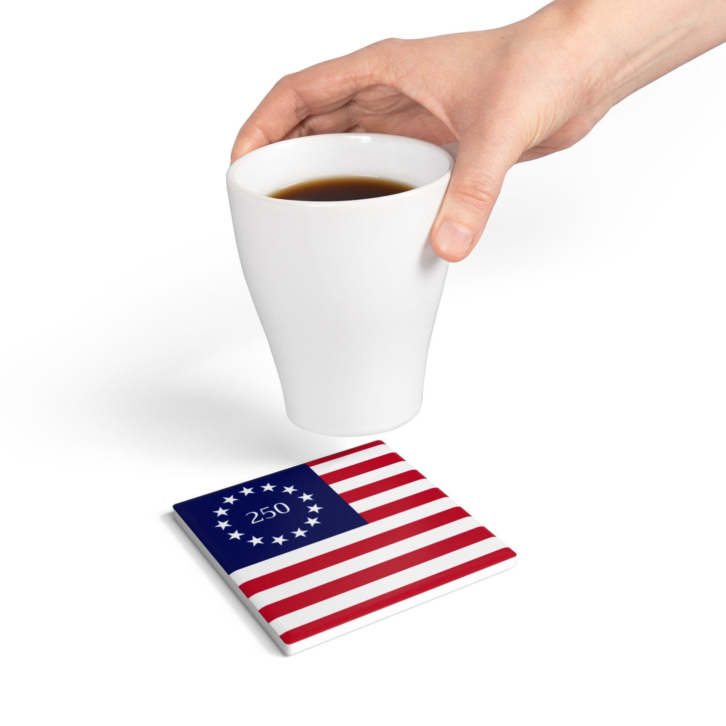 Patriotic Vintage Betsy Ross Style Flag Coaster — American 250 (USA Independence Day Gift)