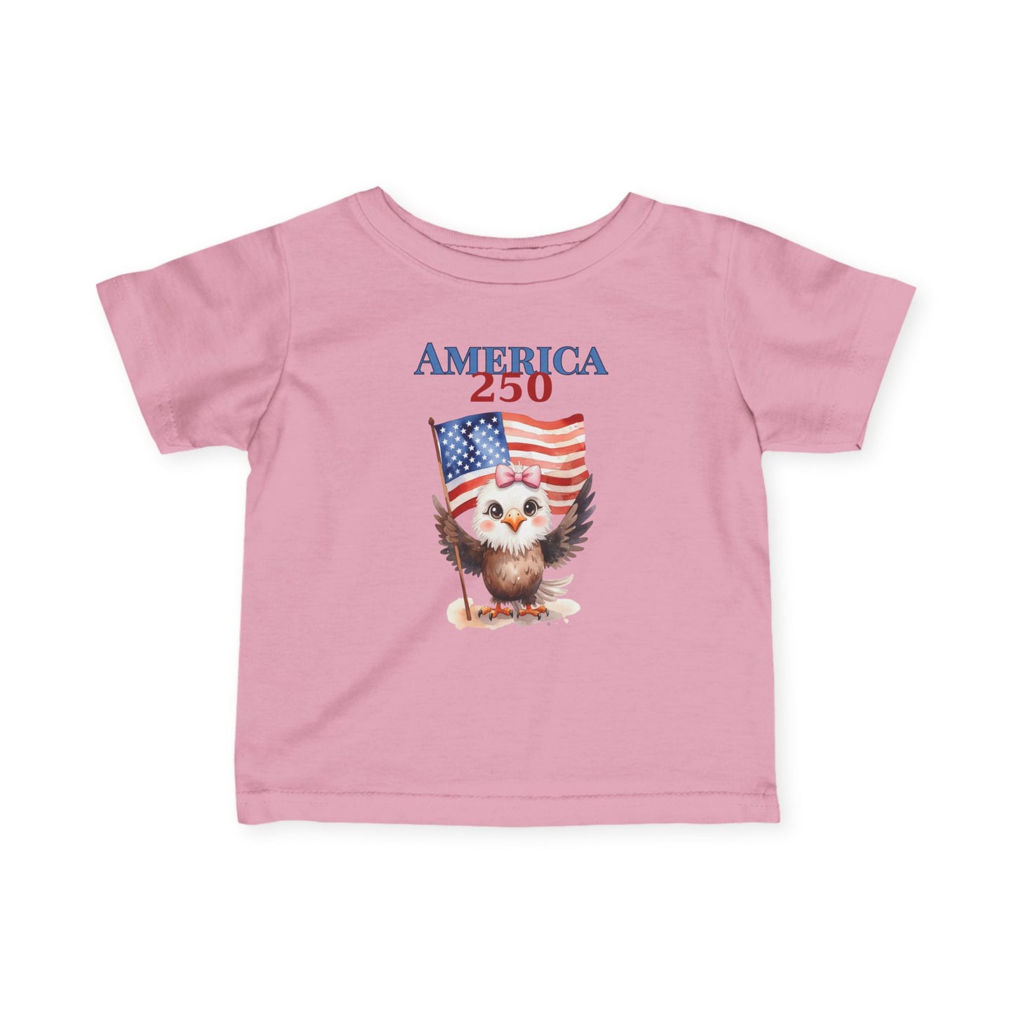 America 250 Patriotic Baby Girl Eagle Shirt (4th of July, Memorial Day) Infant Tee