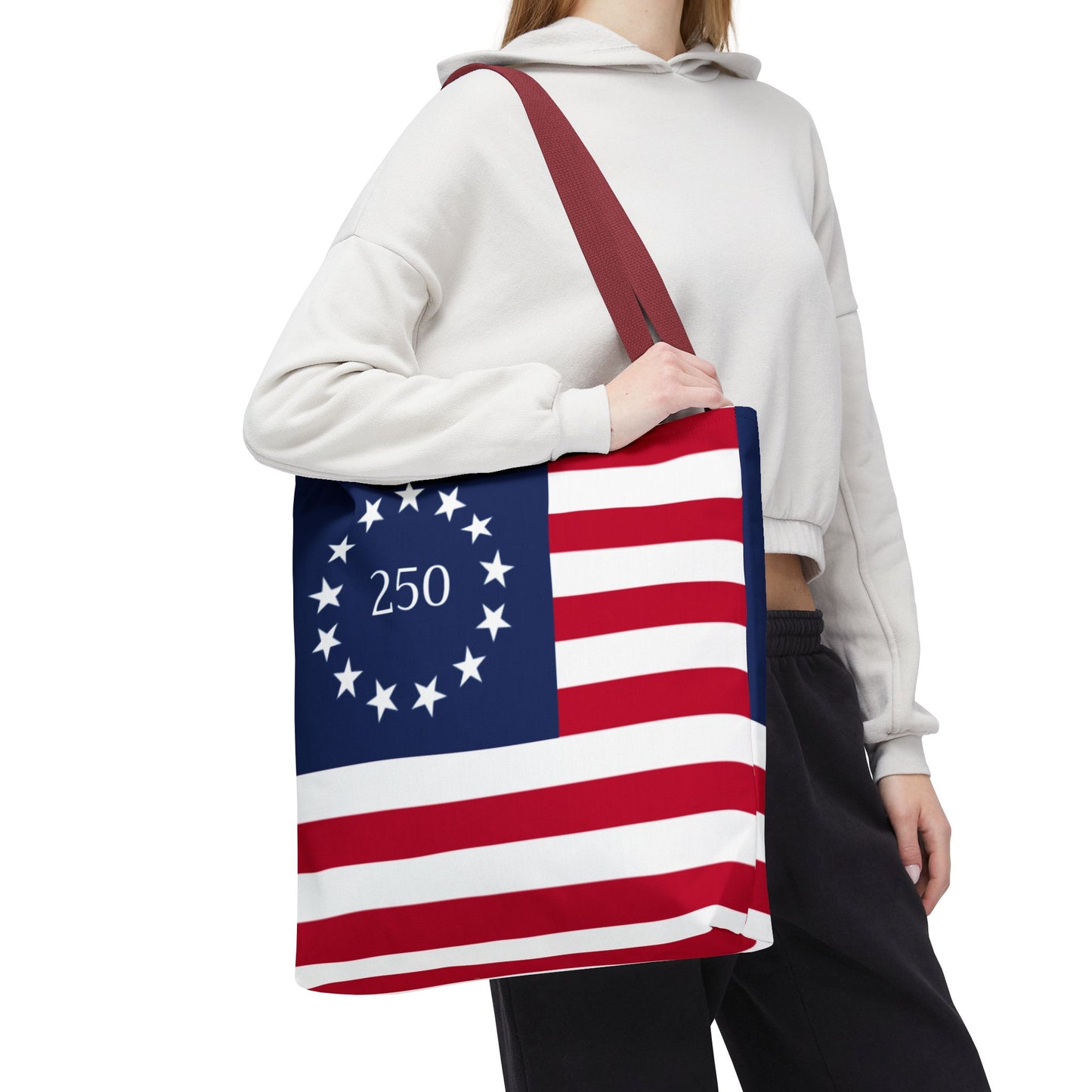 250th Anniversary Betsy Ross Tote Bag  | 1776 American Flag Design | USA 250 Patriotic Gift