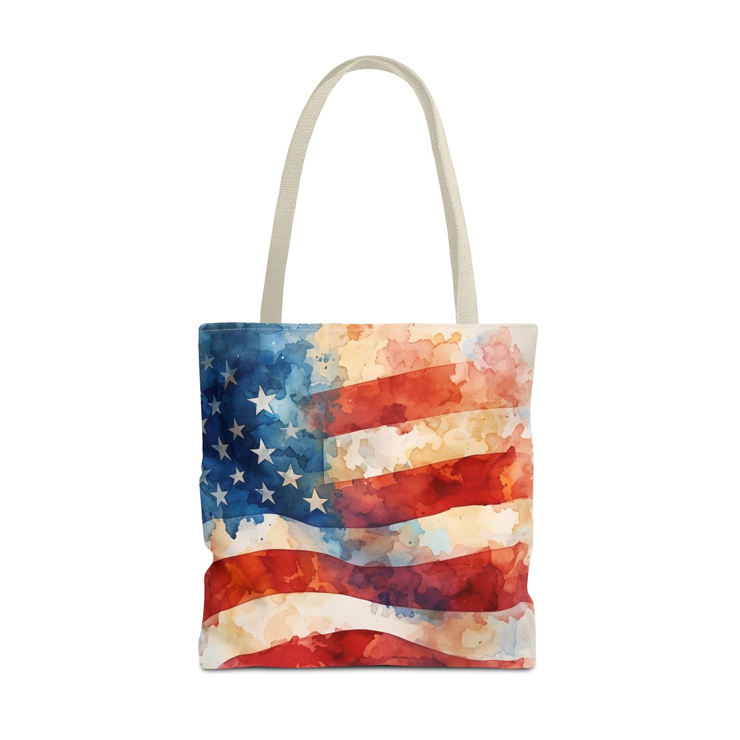 American Flag Tote Bag - Patriotic Watercolor Design in  18 x 18