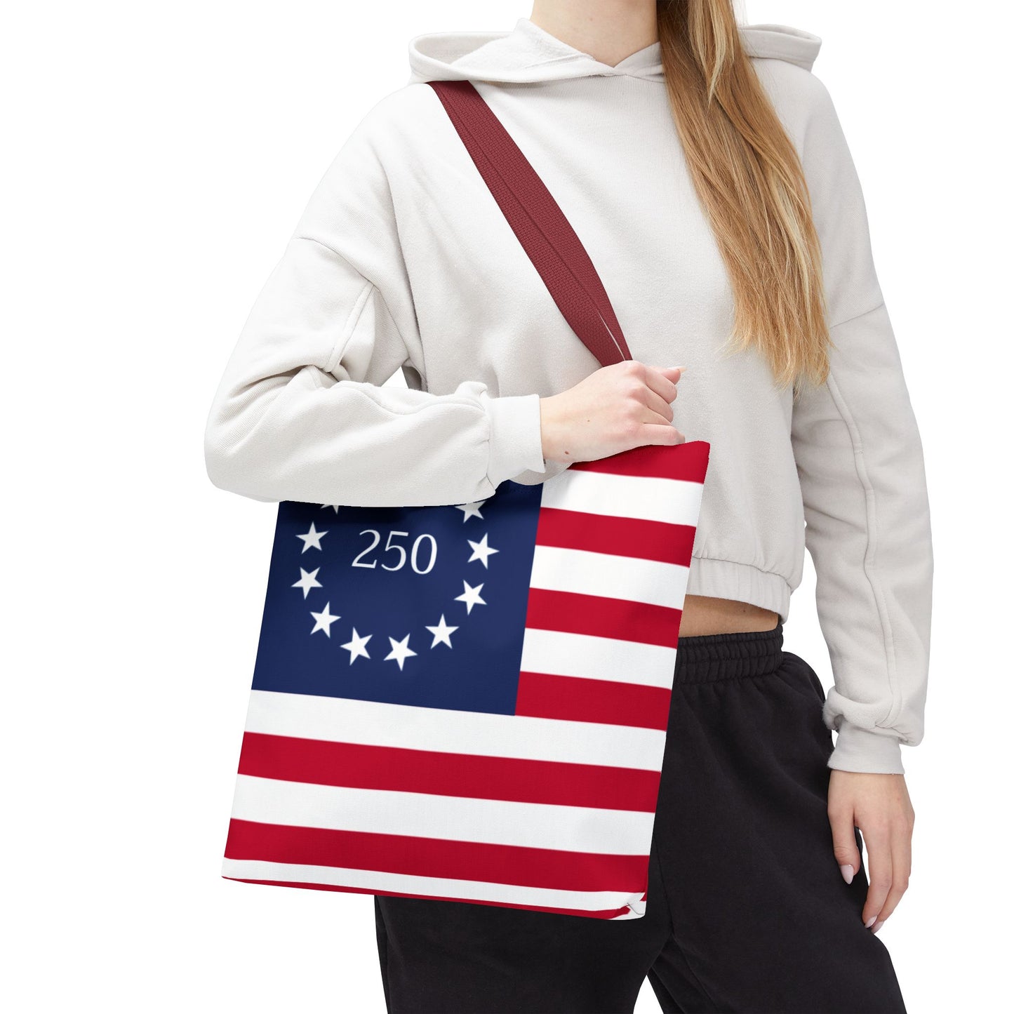 250th Anniversary Betsy Ross Tote Bag  | 1776 American Flag Design | USA 250 Patriotic Gift