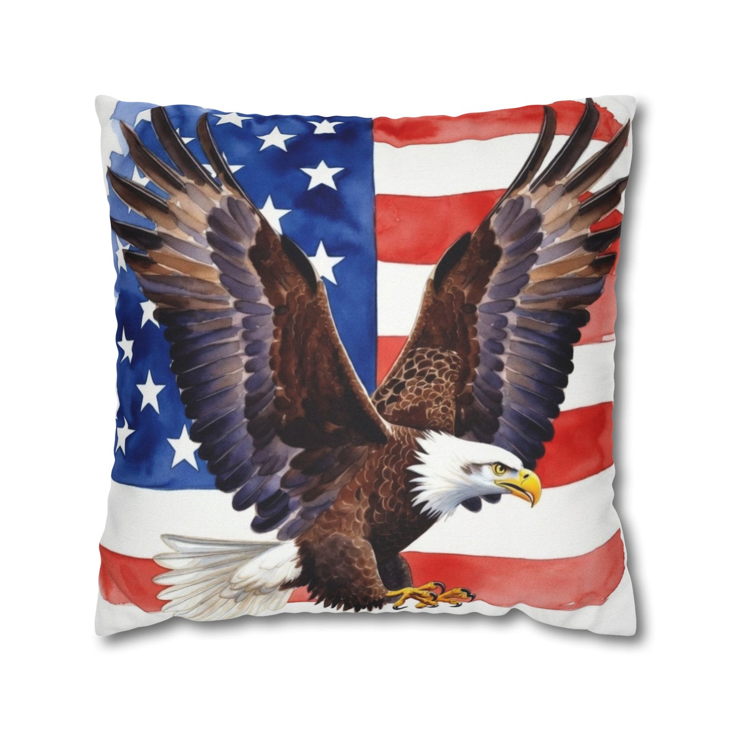 Patriotic American Bald Eagle Pillow Cover | USA Flag Throw Pillow | 4th of July, Memorial Day, Veterans Day Decor