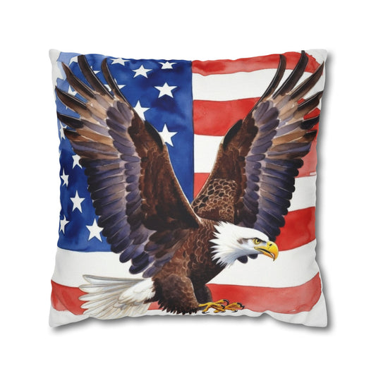 Patriotic American Bald Eagle Pillow Cover | USA Flag Throw Pillow | 4th of July, Memorial Day, Veterans Day Decor