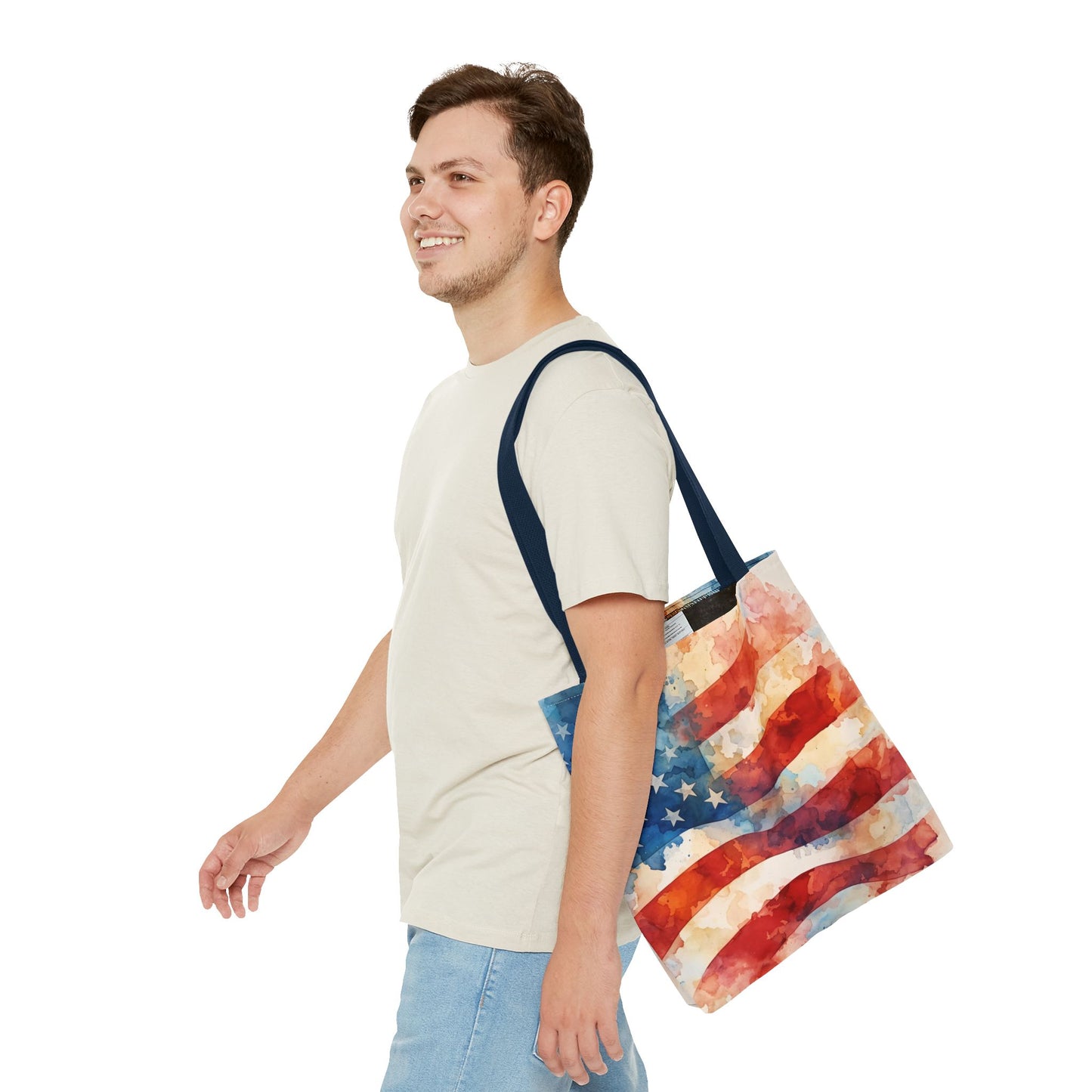 American Flag Tote Bag - Patriotic Watercolor Design in  16 x 16