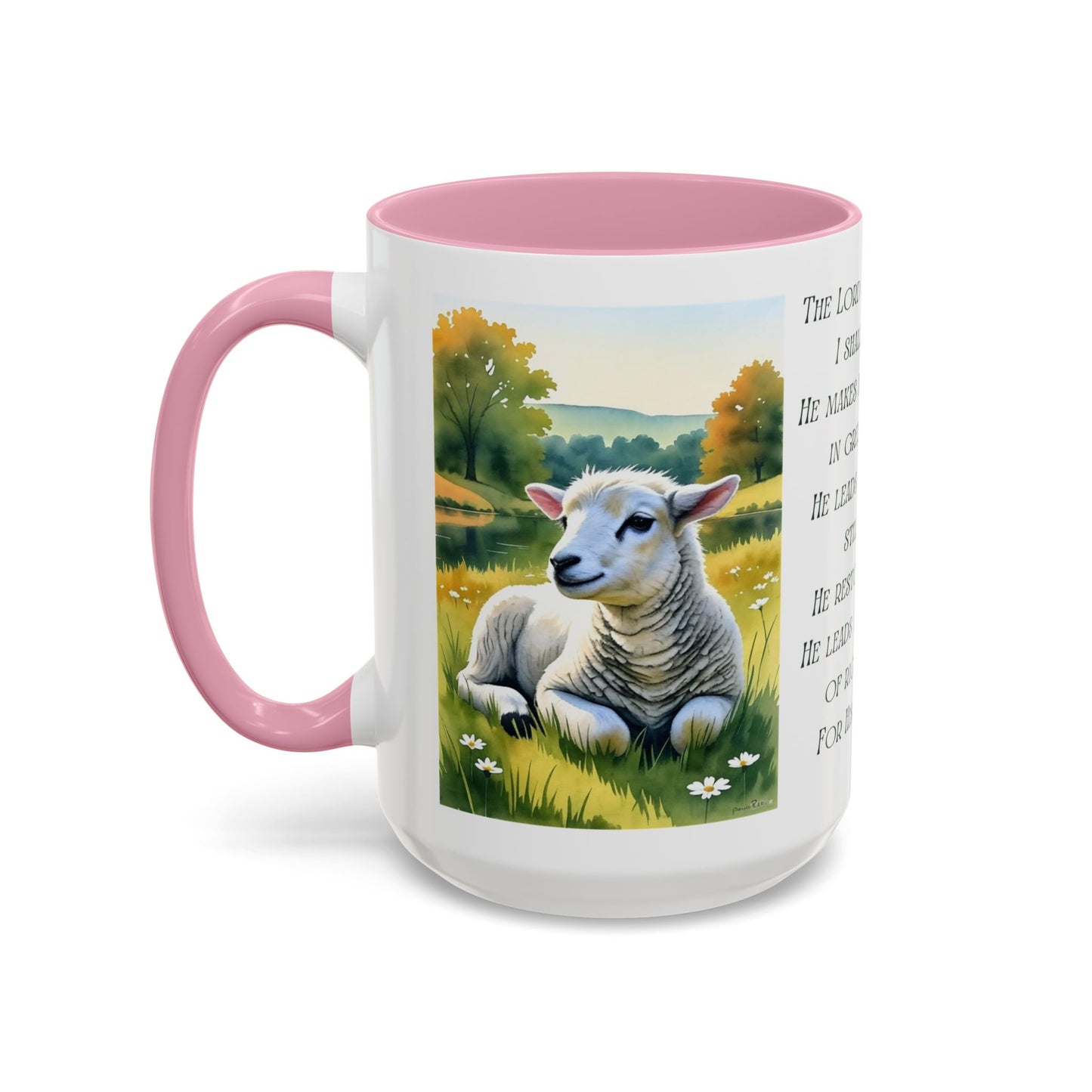 Inspirational Lord Is My Shepherd Mug - Cozy 15oz Coffee Cups with Psalm 23 Design