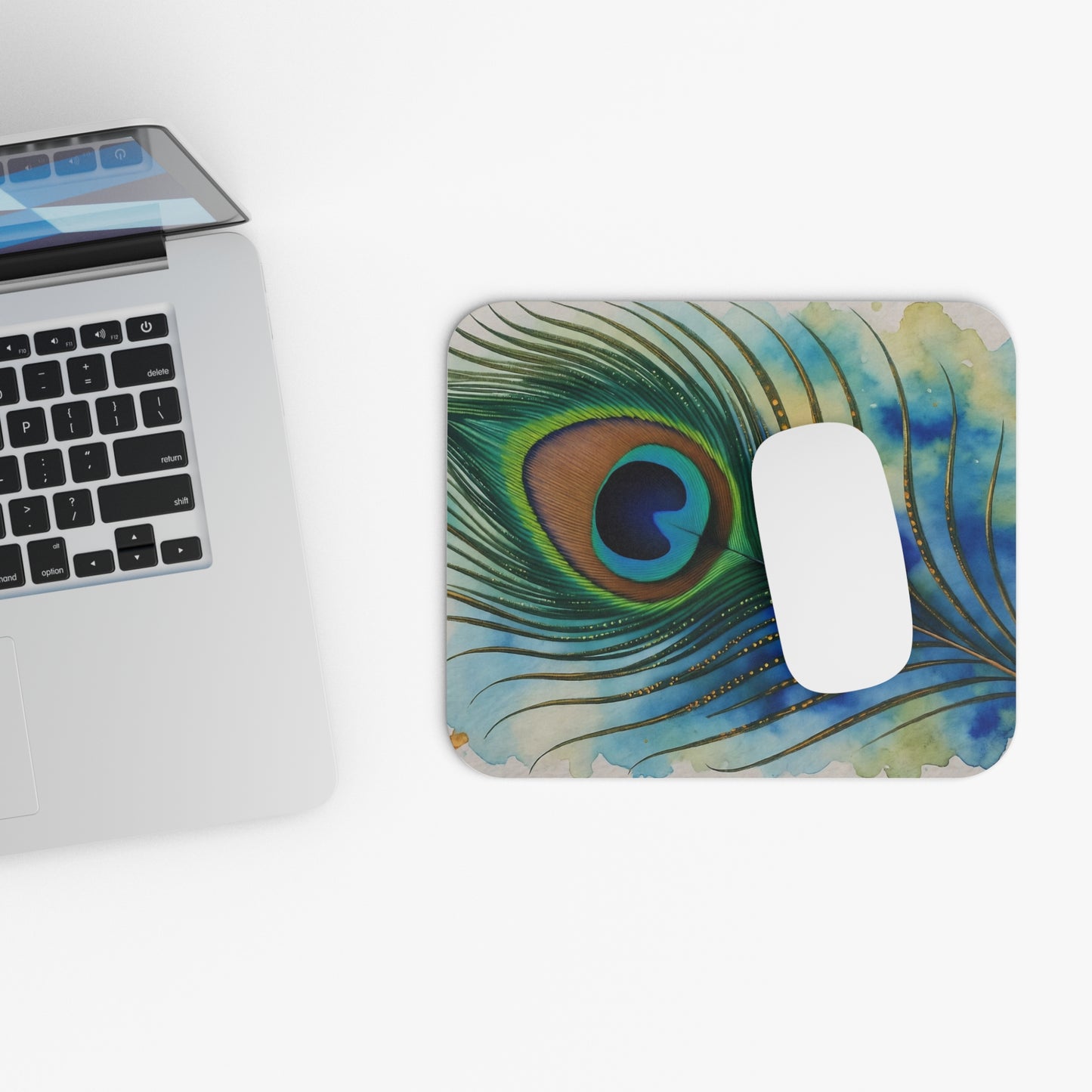 Peacock Feather Mouse Pad - Artistic and Colorful Desk Accessory