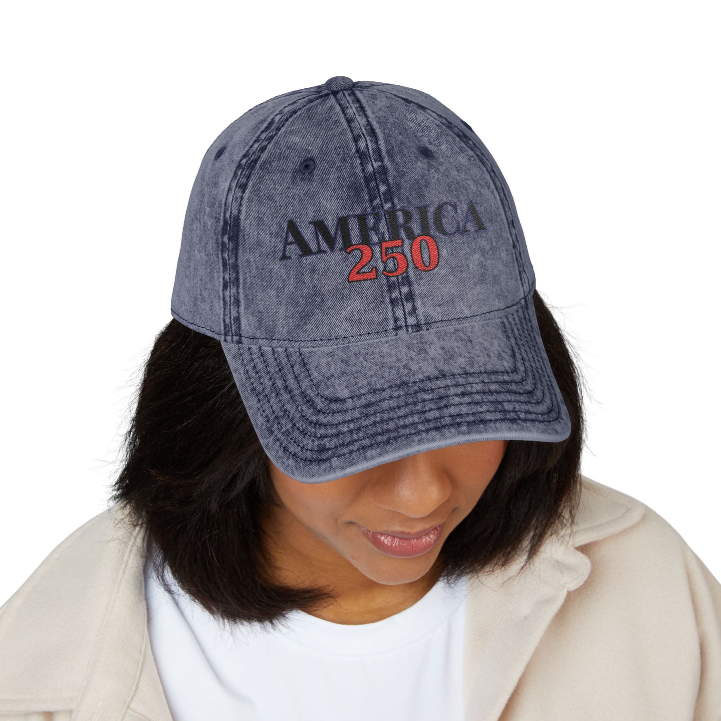 America 250 Vintage Cap (Embroidery) - Patriotic Hat