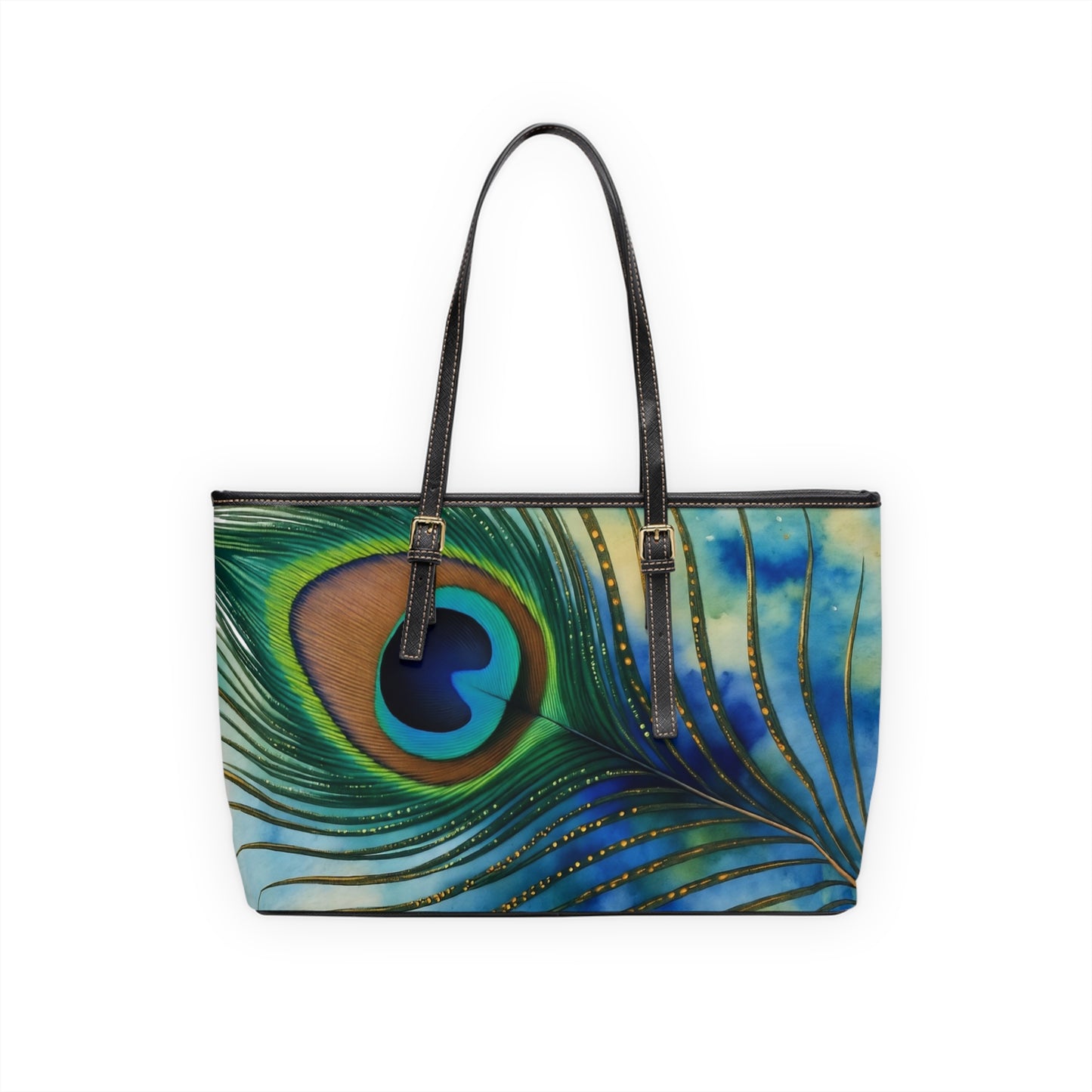 Peacock Feather PU Leather Shoulder Bag - Stylish & Vibrant Tote for Everyday Use