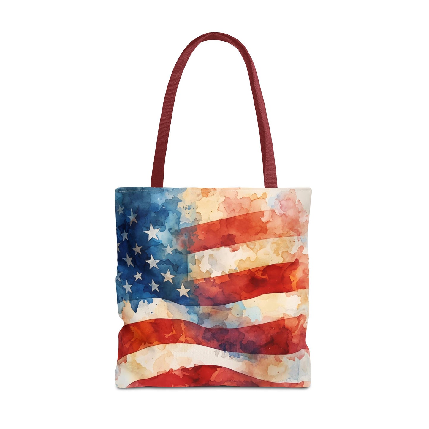 American Flag Tote Bag - Patriotic Watercolor Design in  18 x 18
