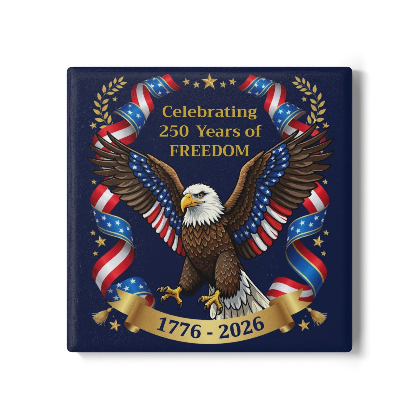Patriotic Bald Eagle 1776 - 2026 Ceramic Coaster — American 250 Home Drink Coaster (USA Independence Day Gift)