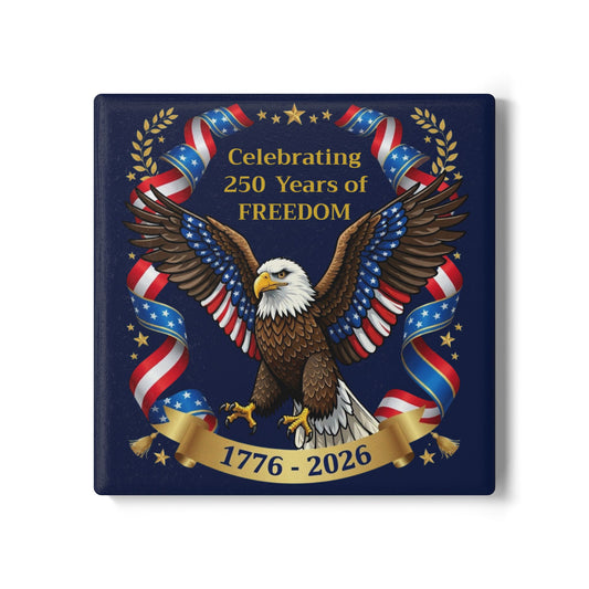 Patriotic Bald Eagle 1776 - 2026 Ceramic Coaster — American 250 Home Drink Coaster (USA Independence Day Gift)