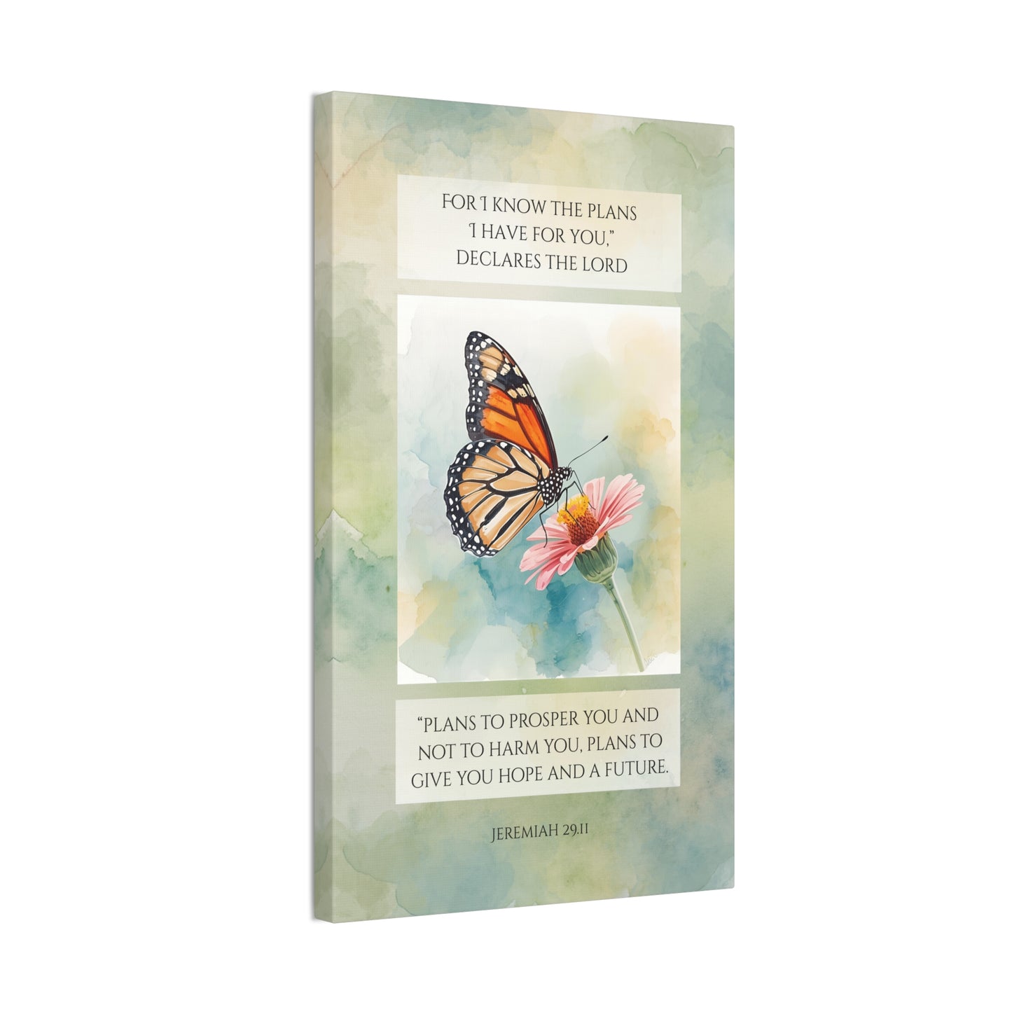 Christian Butterfly Plans to Prosper You Canvas Wall Art - Jeremiah 29:11 Scripture Decor