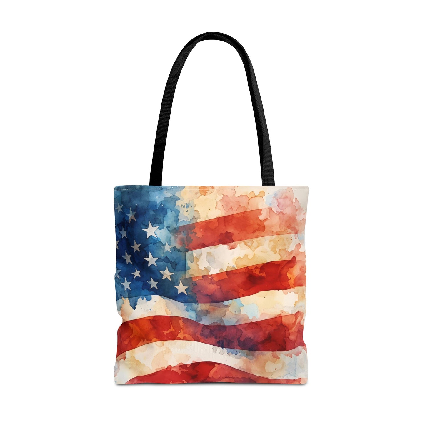American Flag Tote Bag - Patriotic Watercolor Design in  18 x 18