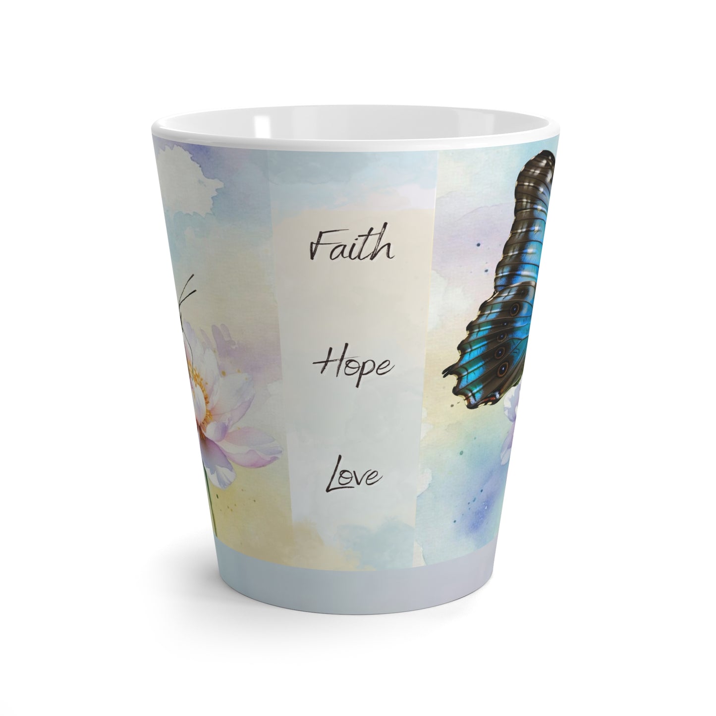 Butterfly Latte Mug - Faith Hope Love