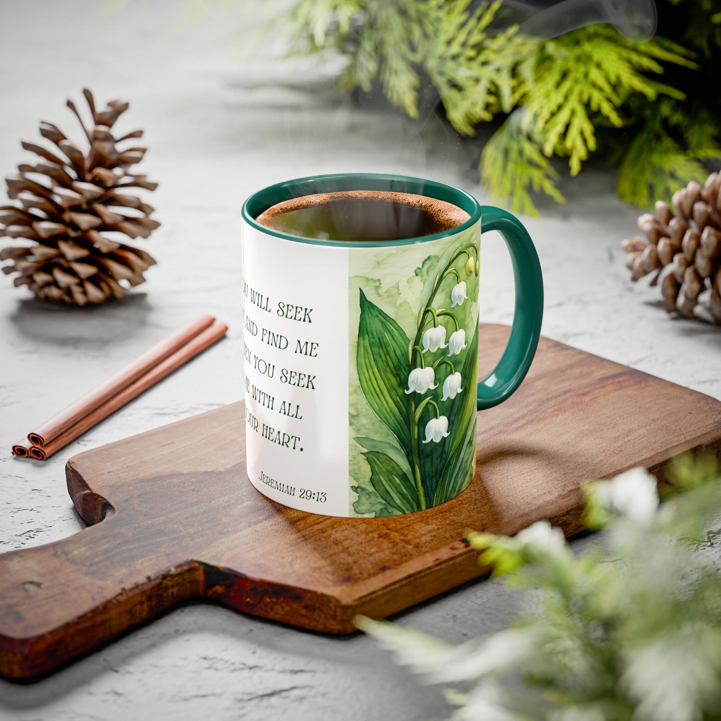 Inspirational Floral Mug - 11oz - "You Will Seek Me" Design